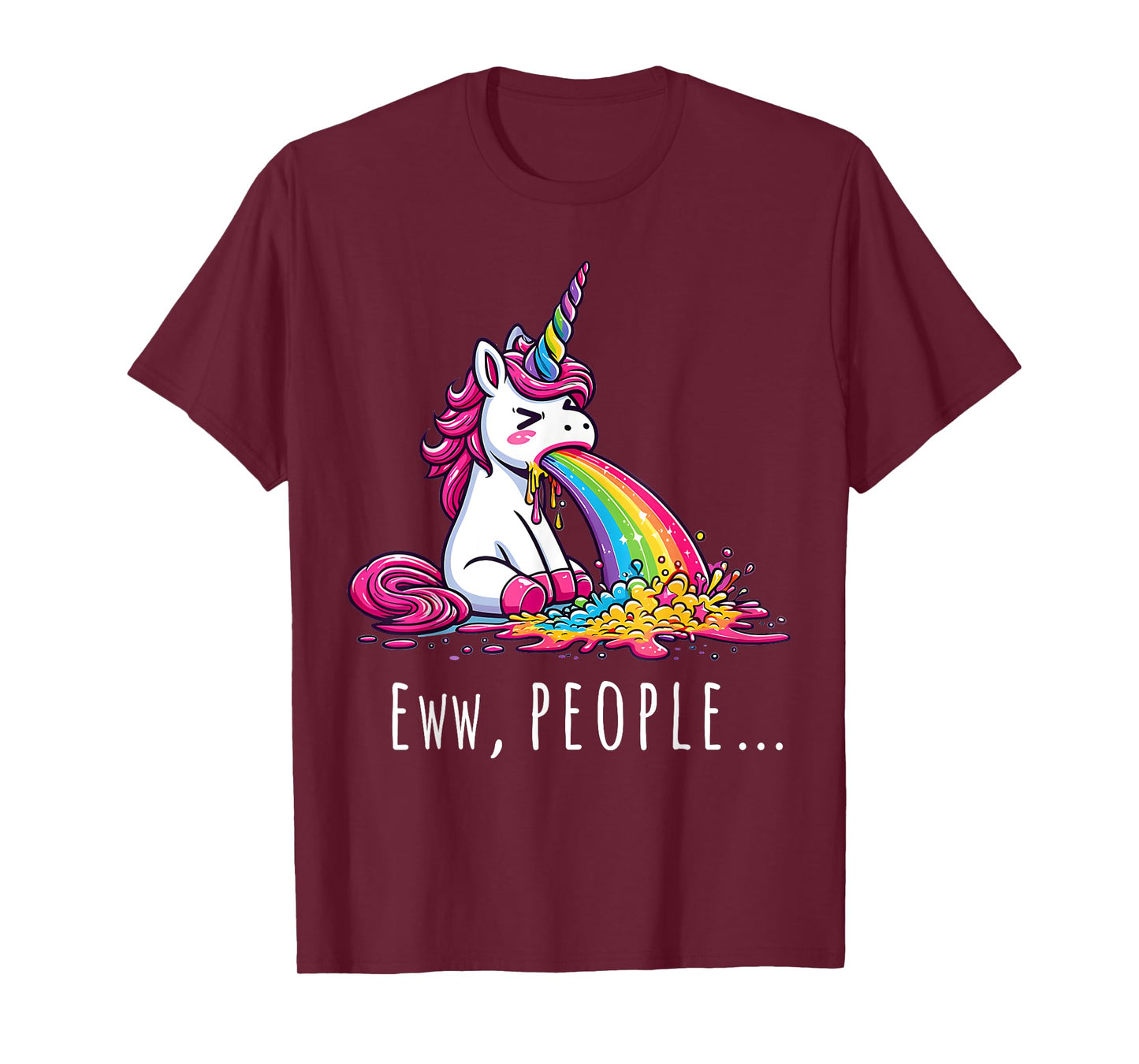 Eww People Cute Funny Unicorn Vomiting T-Shirt