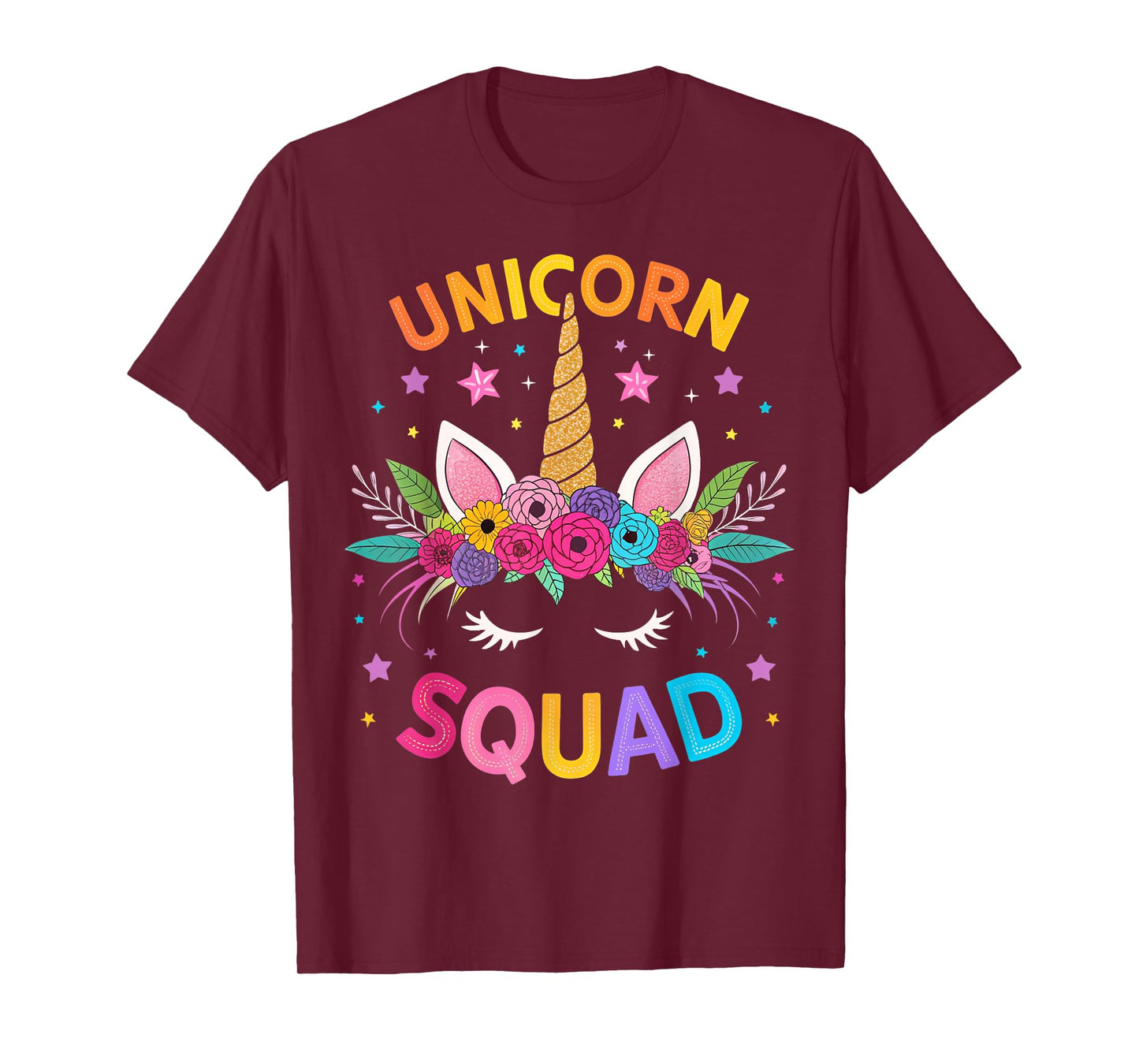 Unicorn Squad Floral Unicorn Birthday Girls Kids Magical T-Shirt