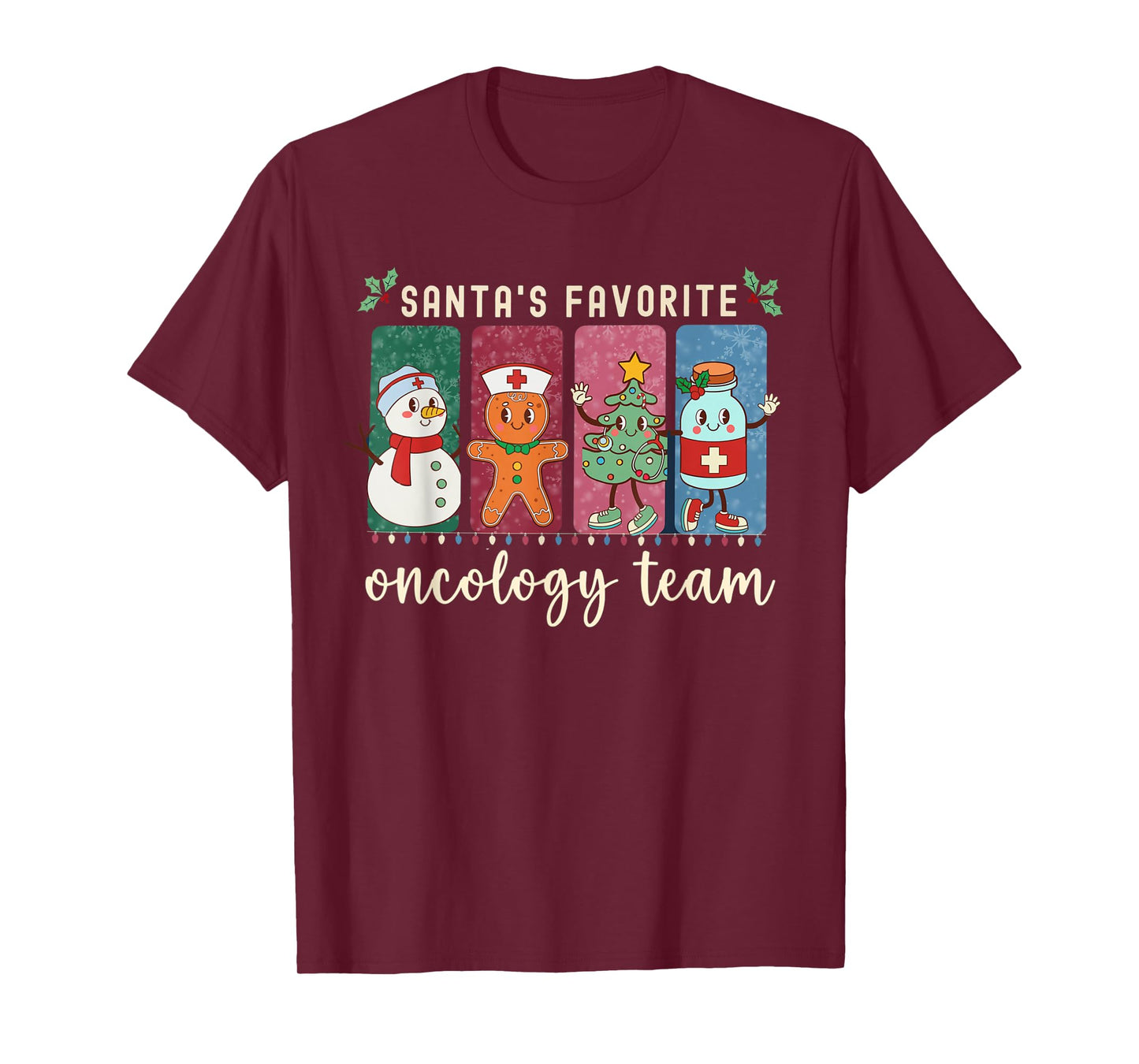 Santa's Favorite Oncology Team Christmas Hemonc Nurse CNA T-Shirt