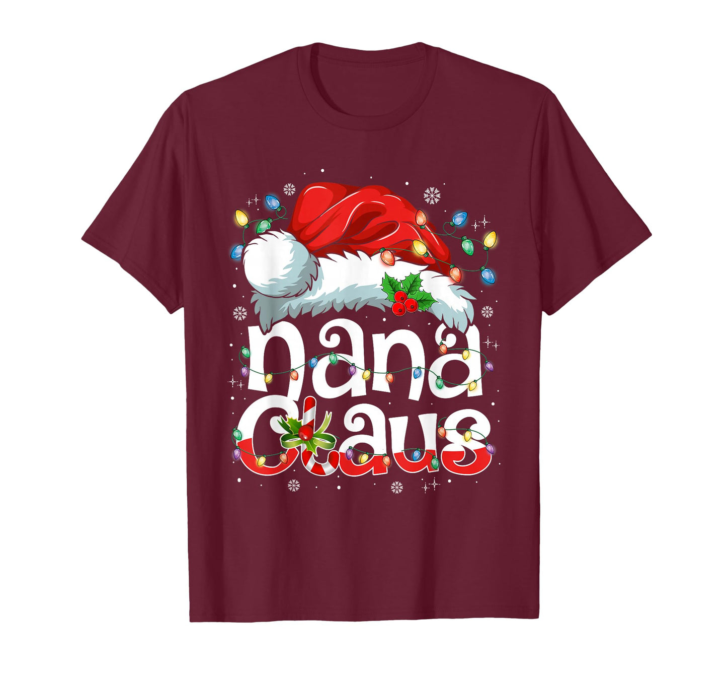 Nana Claus Shirt Christmas Lights Pajama Family Matching T-Shirt