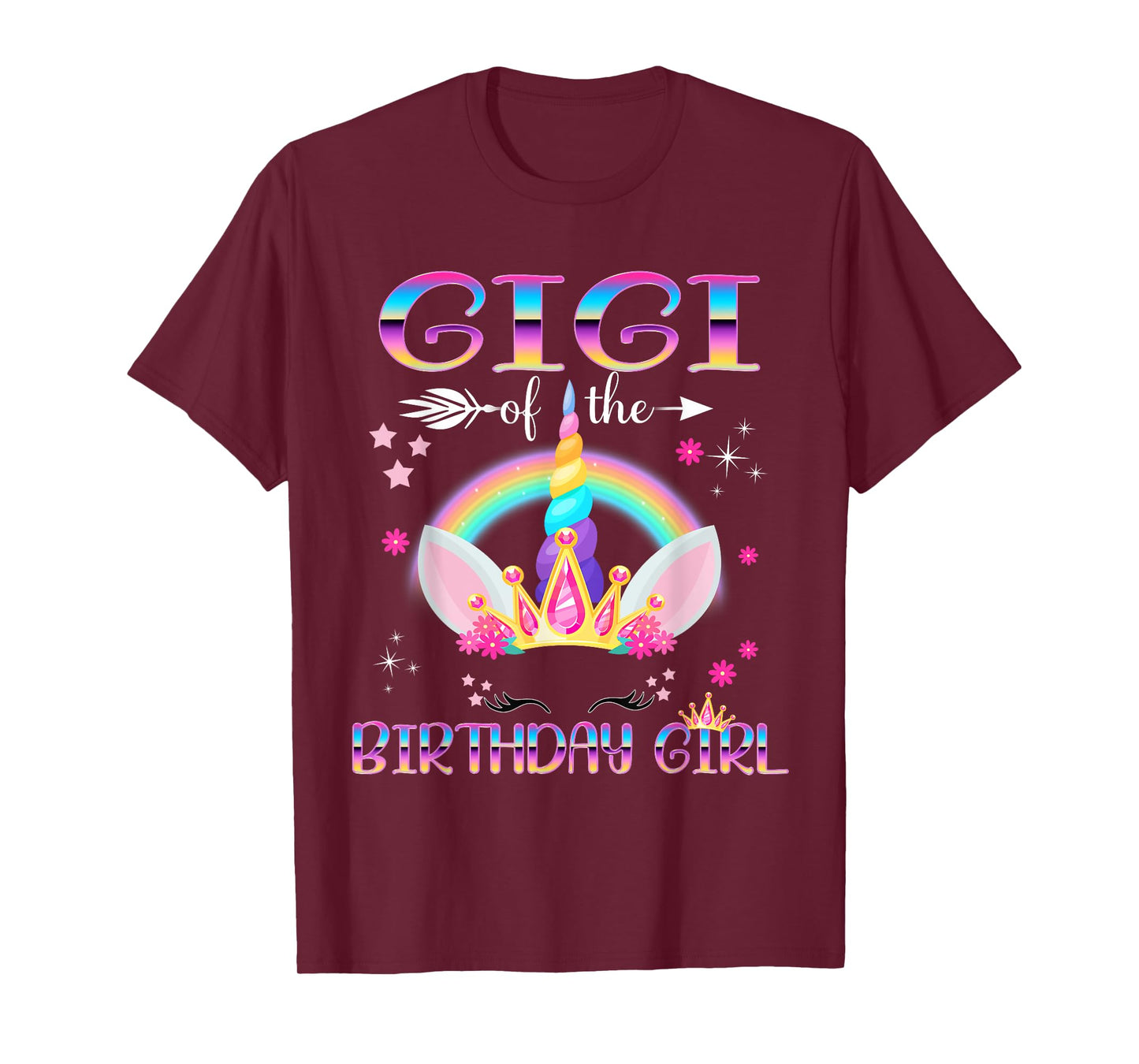 Gigi Of The Birthday Girl Rainbow Unicorn Mothers Day T-Shirt