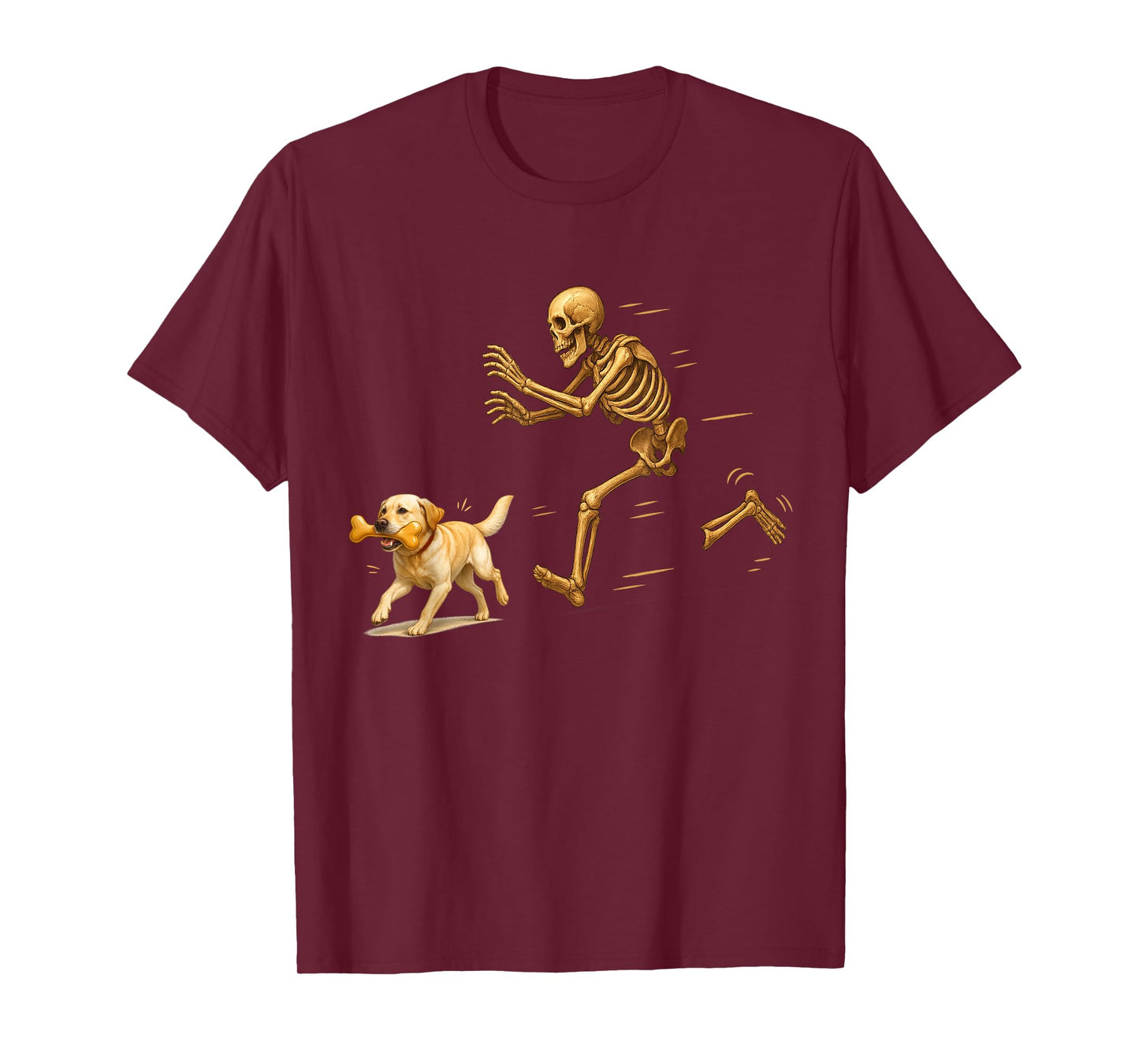 Funny Labrador Retriever Halloween Steal Bone Skeleton Chase T-Shirt