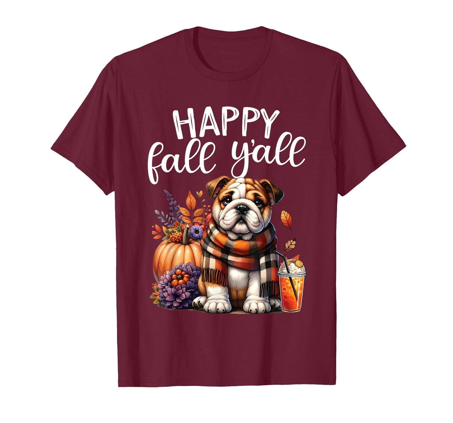 Thankful Grateful Blessed English Bulldog Fall Y'all Autumn T-Shirt