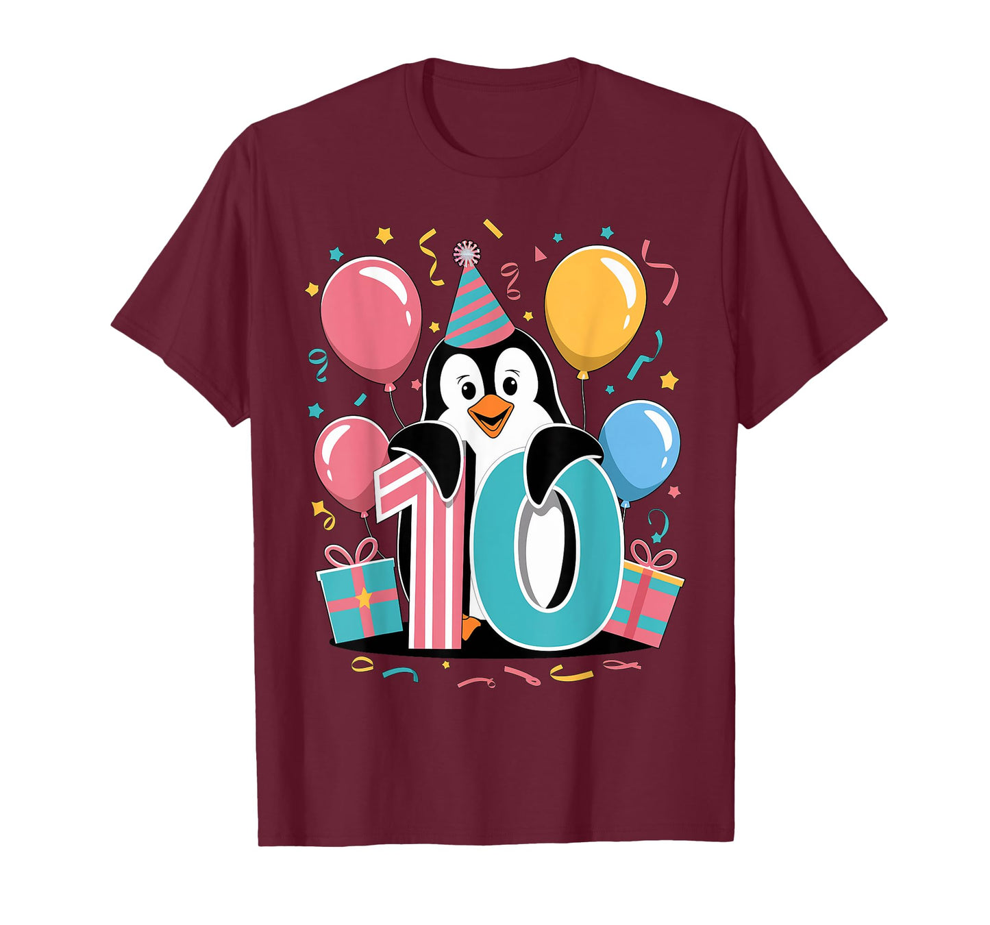 Penguin 10th birthday boy girl 10 years old tenth Penguin T-Shirt