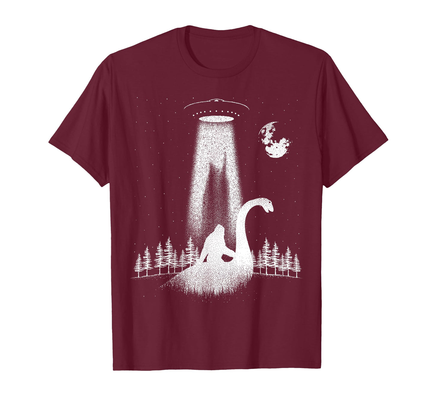 Bigfoot Riding Loch Ness Monster Nessie Funny Sasquatch Ufo T-Shirt