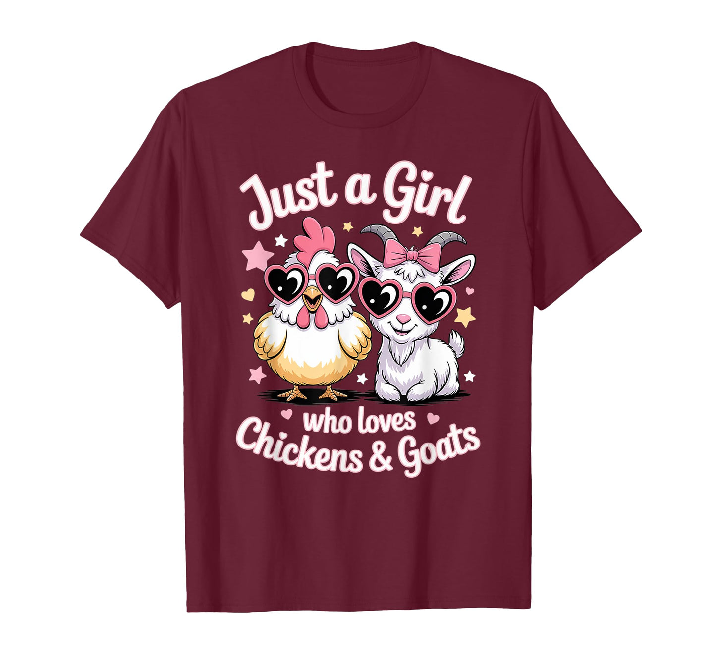 Cute Just A Girl Who Loves Chickens and Goats Farming Farmer T-Shirt