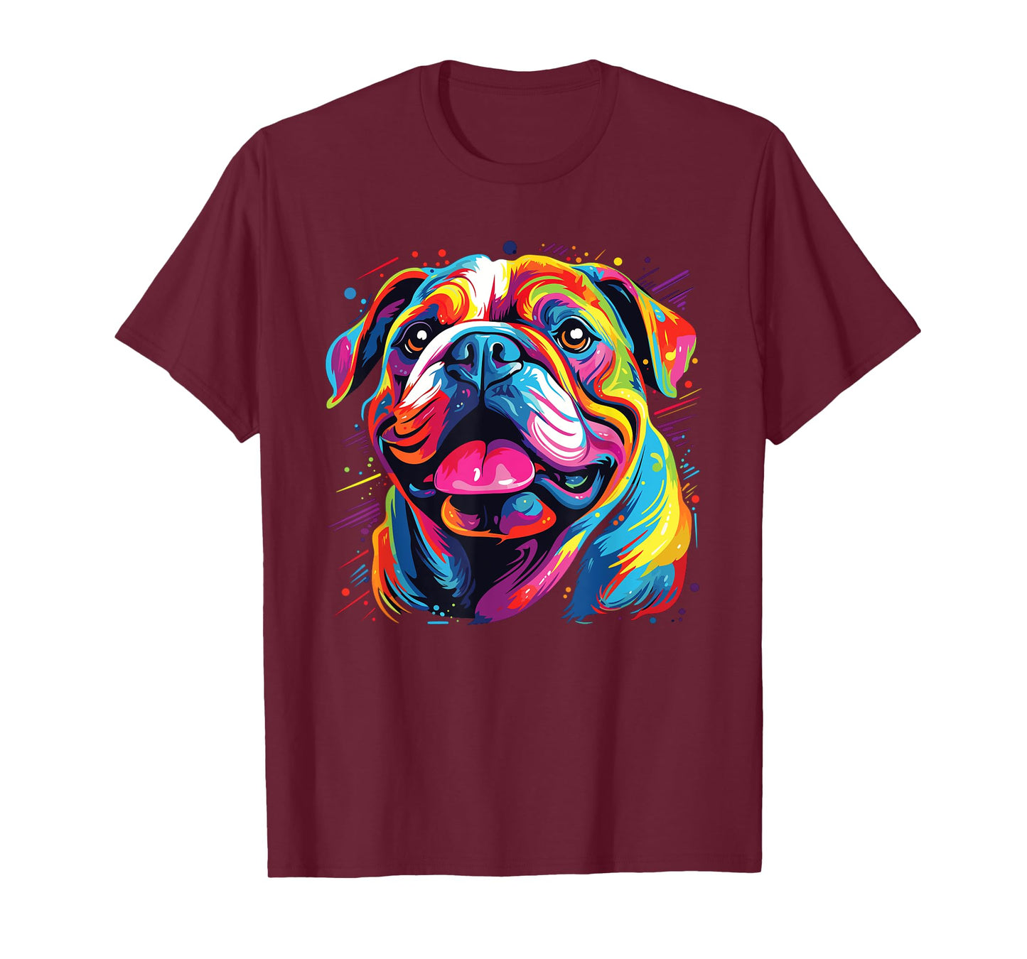 Watercolor Colorful Bulldog Dogs T-Shirt for Men Women Kids