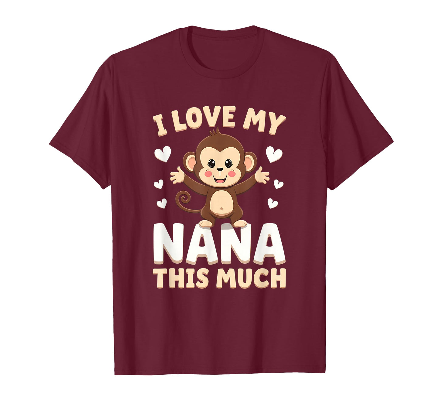 Adorable Monkey I Love My Nana This Much Design T-Shirt