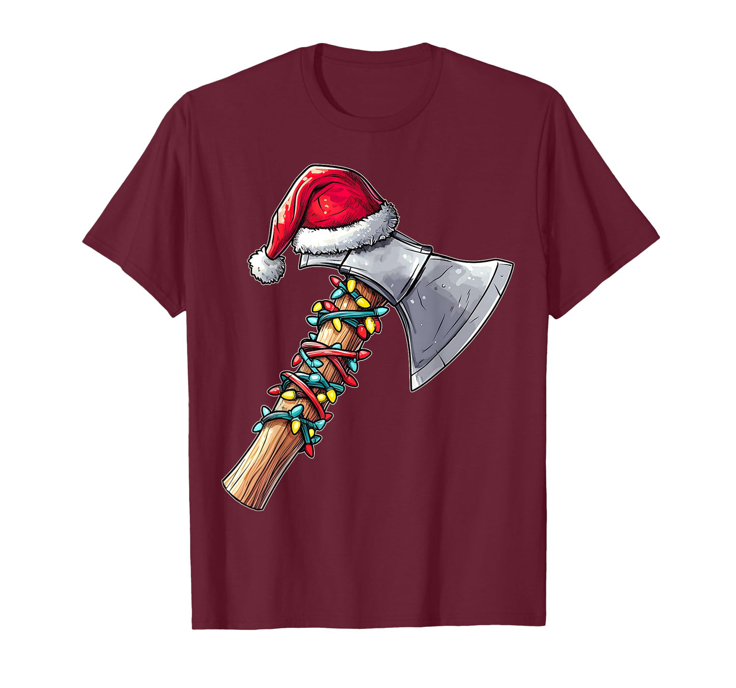 Axe Throwing Axe Thrower Christmas Hat Xmas T-Shirt - Unisex-Adults, Short Sleeve, T-Shirt, Black, Small