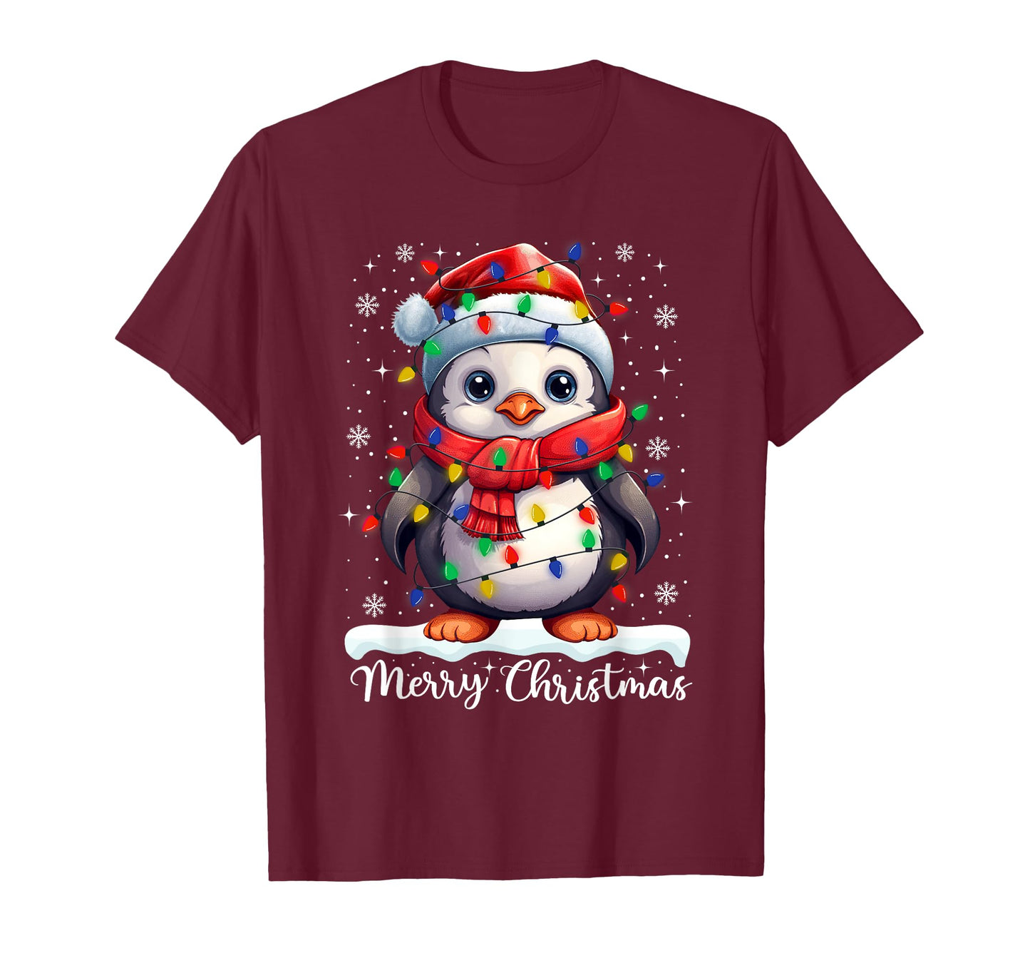 Merry Christmas Penguin Santa Hat Xmas Family Men Women T-Shirt