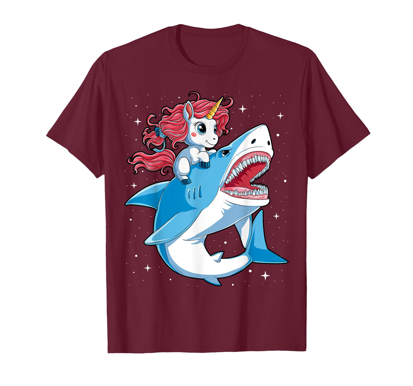 Unicorn Riding Shark T shirt Boys Kids Space Galaxy Gifts T-Shirt