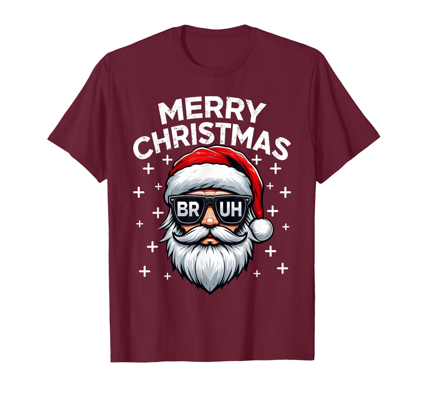 Merry Christmas Bruh Santa Face Meme Funny Saying Boys Men T-Shirt