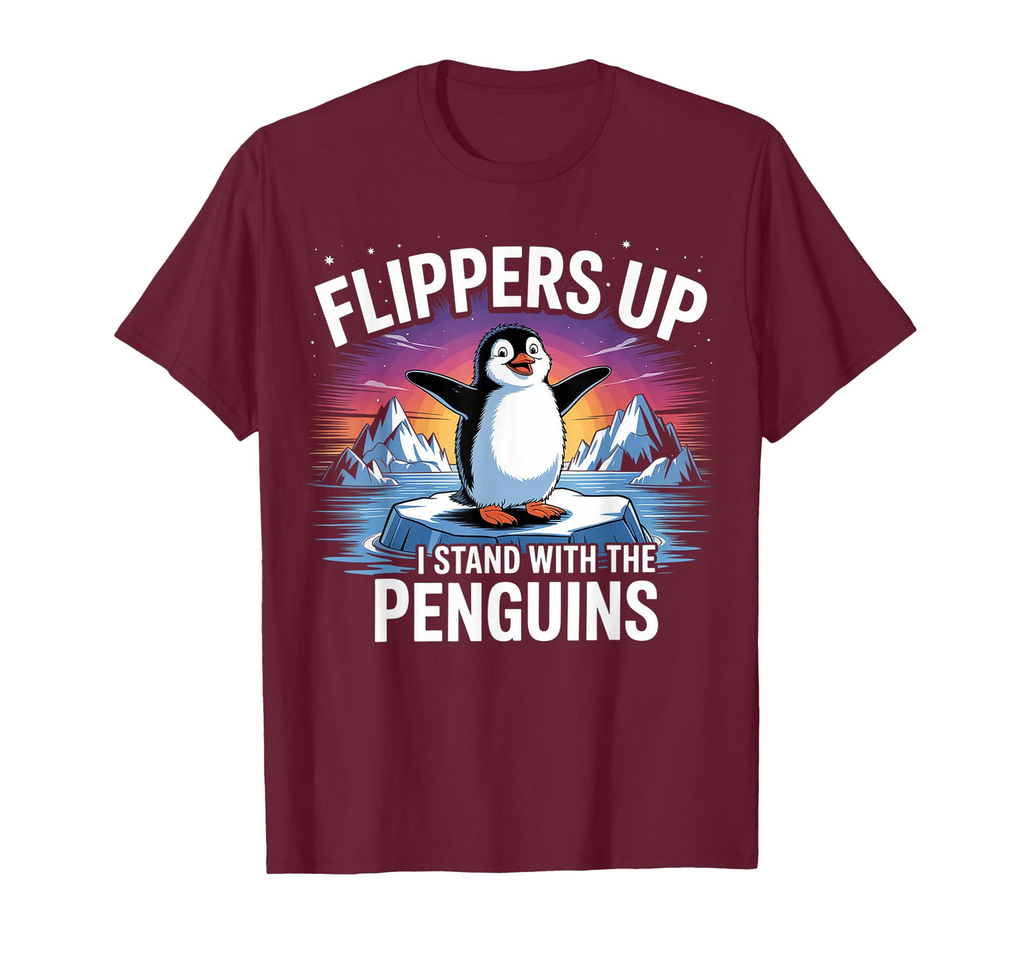 Flippers Up I Stand With The Penguins Funny Trump T-Shirt