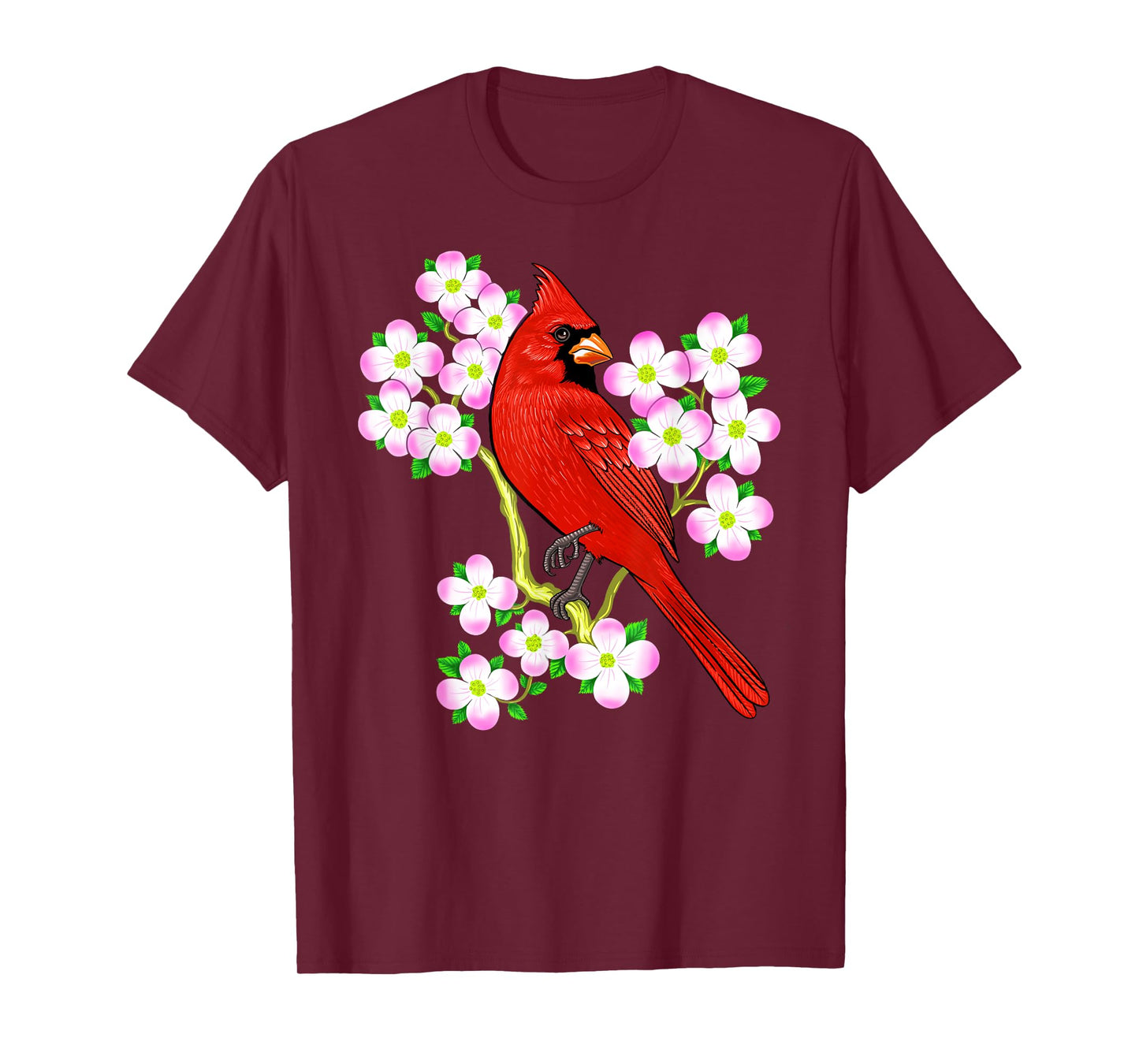 Red Cardinal Bird Dogwood Flower North Carolina Virginia T-Shirt