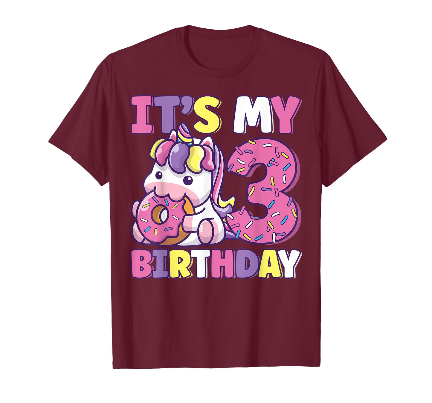It's My 3rd Birthday Party Cute Girls Donut Birthday Unicorn T-Shirt