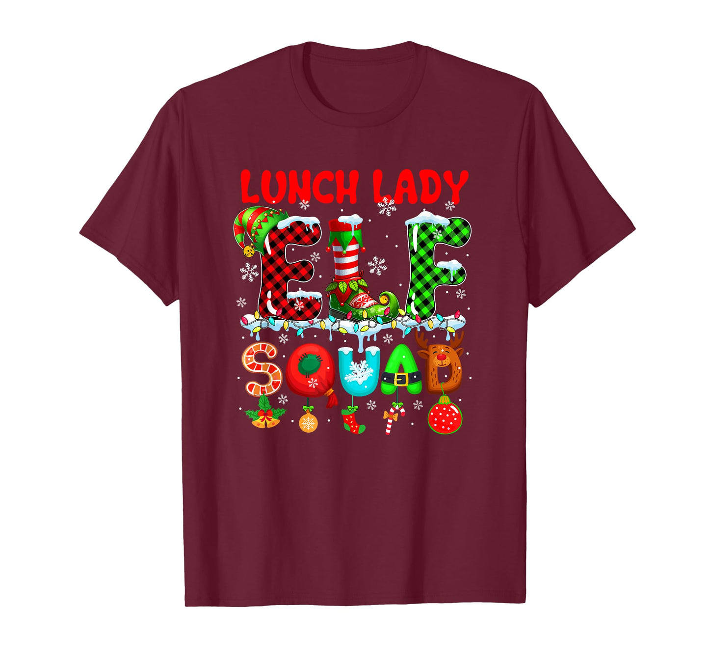 Lunch Lady Elf Squad Christmas Colorful Funny Job Team T-Shirt