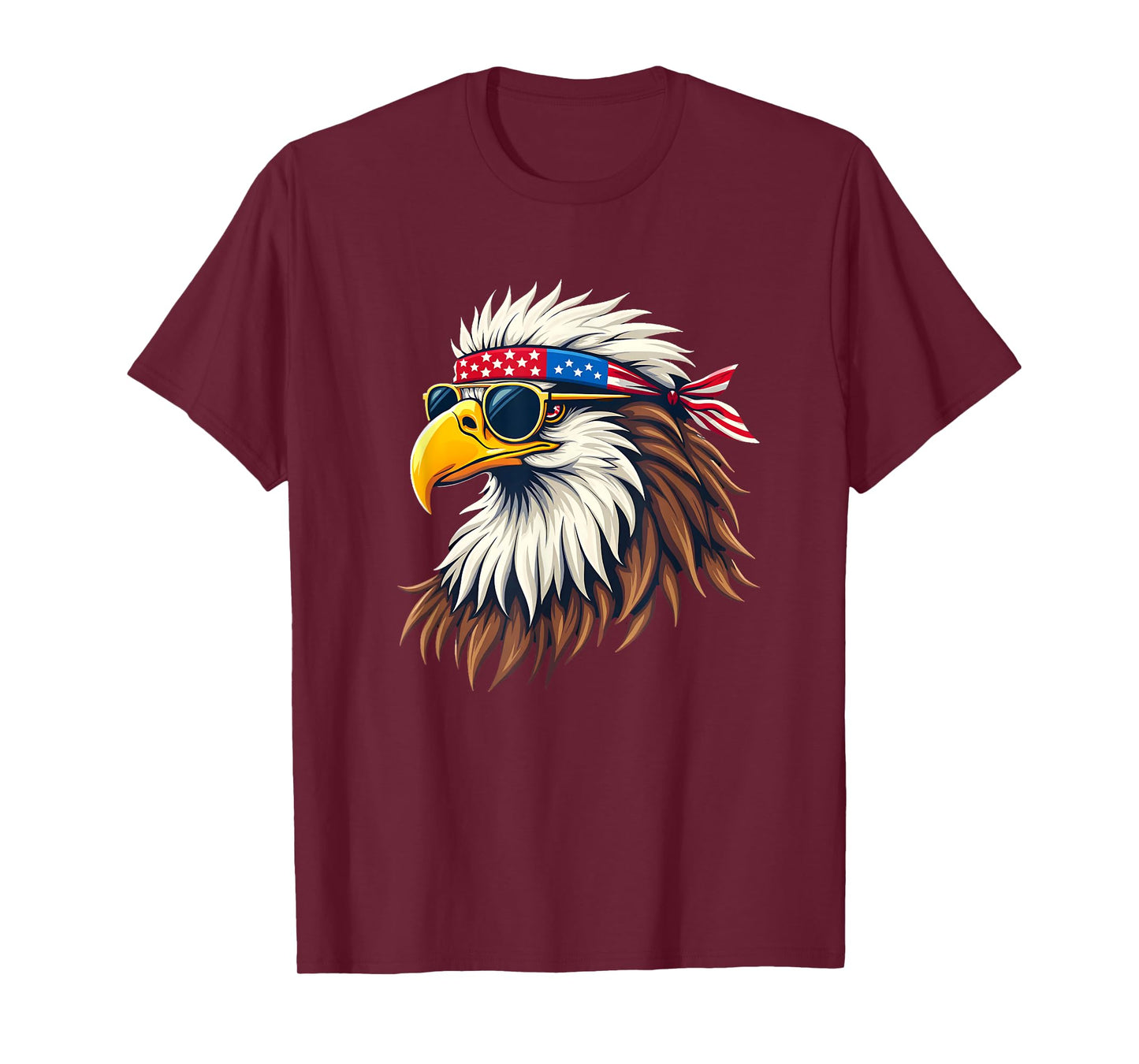 Patriotic Eagle Graphic - Retro American Flag Design T-Shirt
