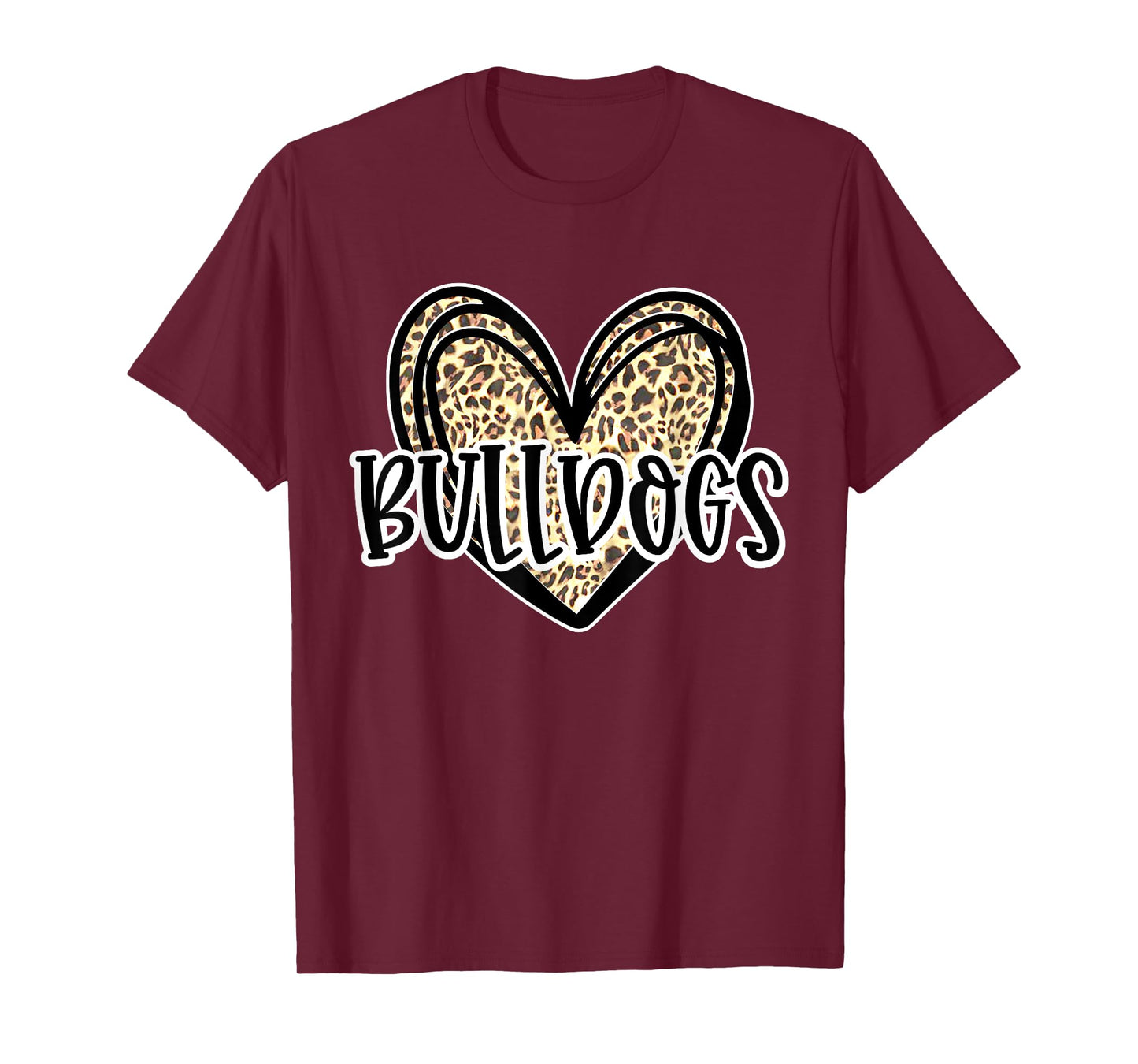Bulldogs Mascot Leopard Cheetah Heart Fall Football Sport T-Shirt