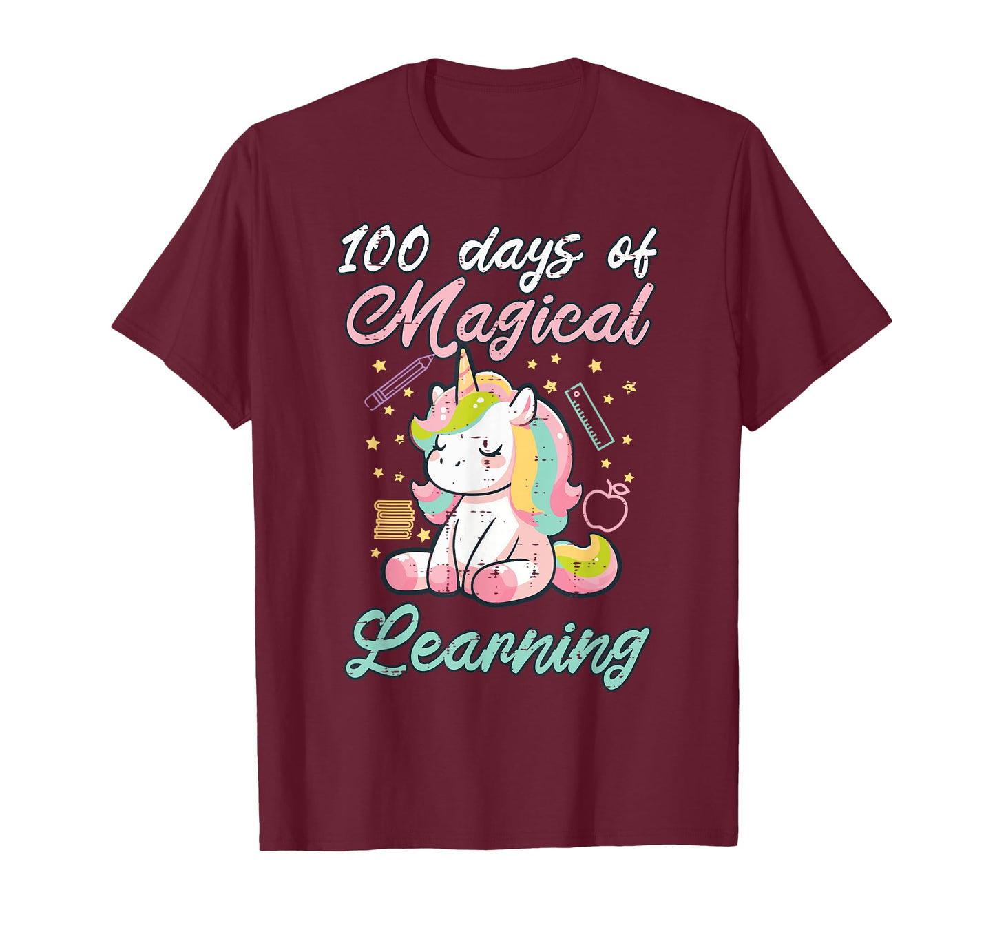 100 Days Magical Learning Unicorn 100th Day Girls Kids Women T-Shirt