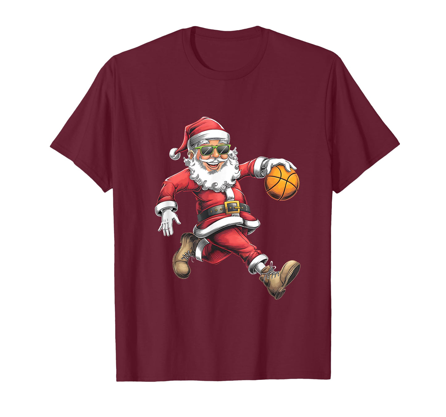 Christmas Santa Claus Dunking A Basketball Boys Kids Xmas T-Shirt