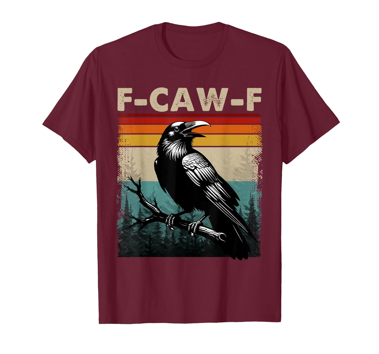 F-Caw-F Black Crow Black Bird Retro Sunset Vintage F-Caw-F T-Shirt