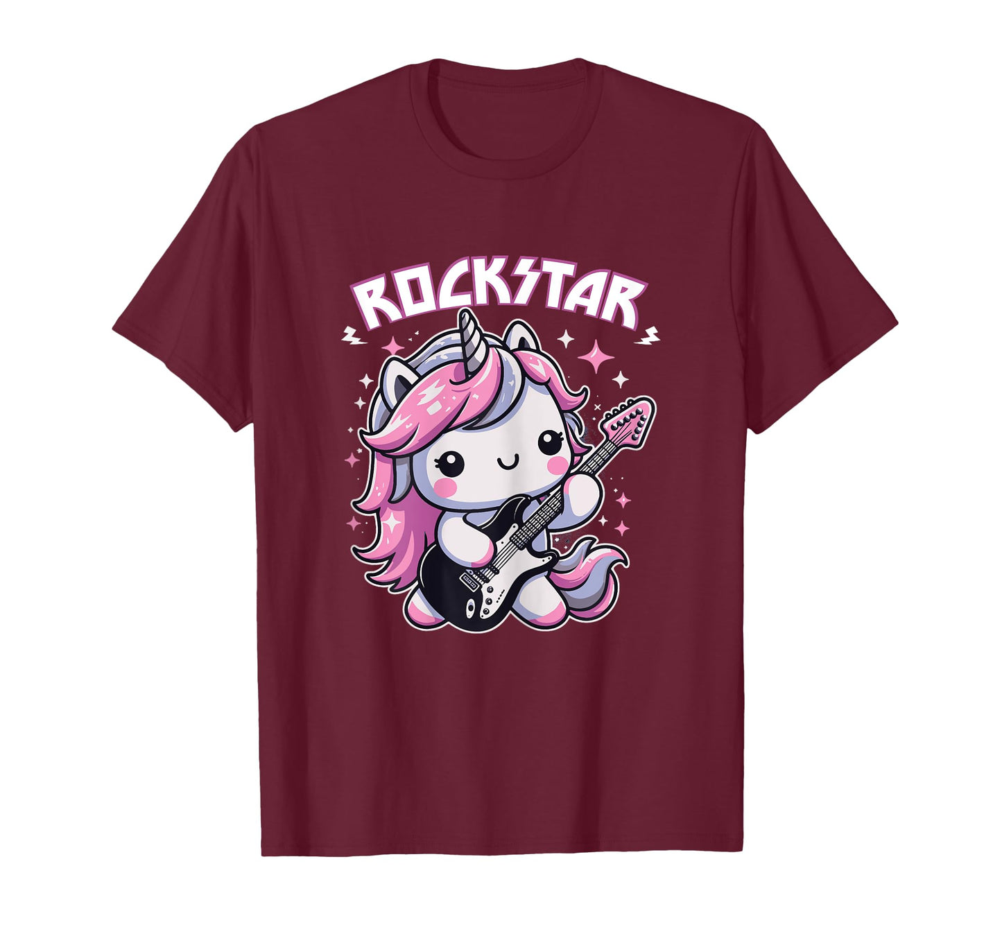 Rockstar Unicorn Playing Guitar Guitarist Kids Girls T-Shirt