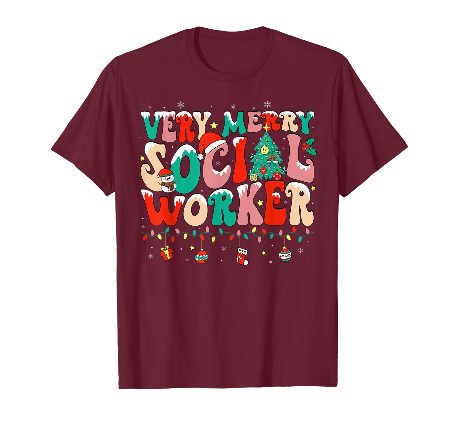 Very Merry Social Worker Xmas Cool Christmas Social Worker T-Shirt