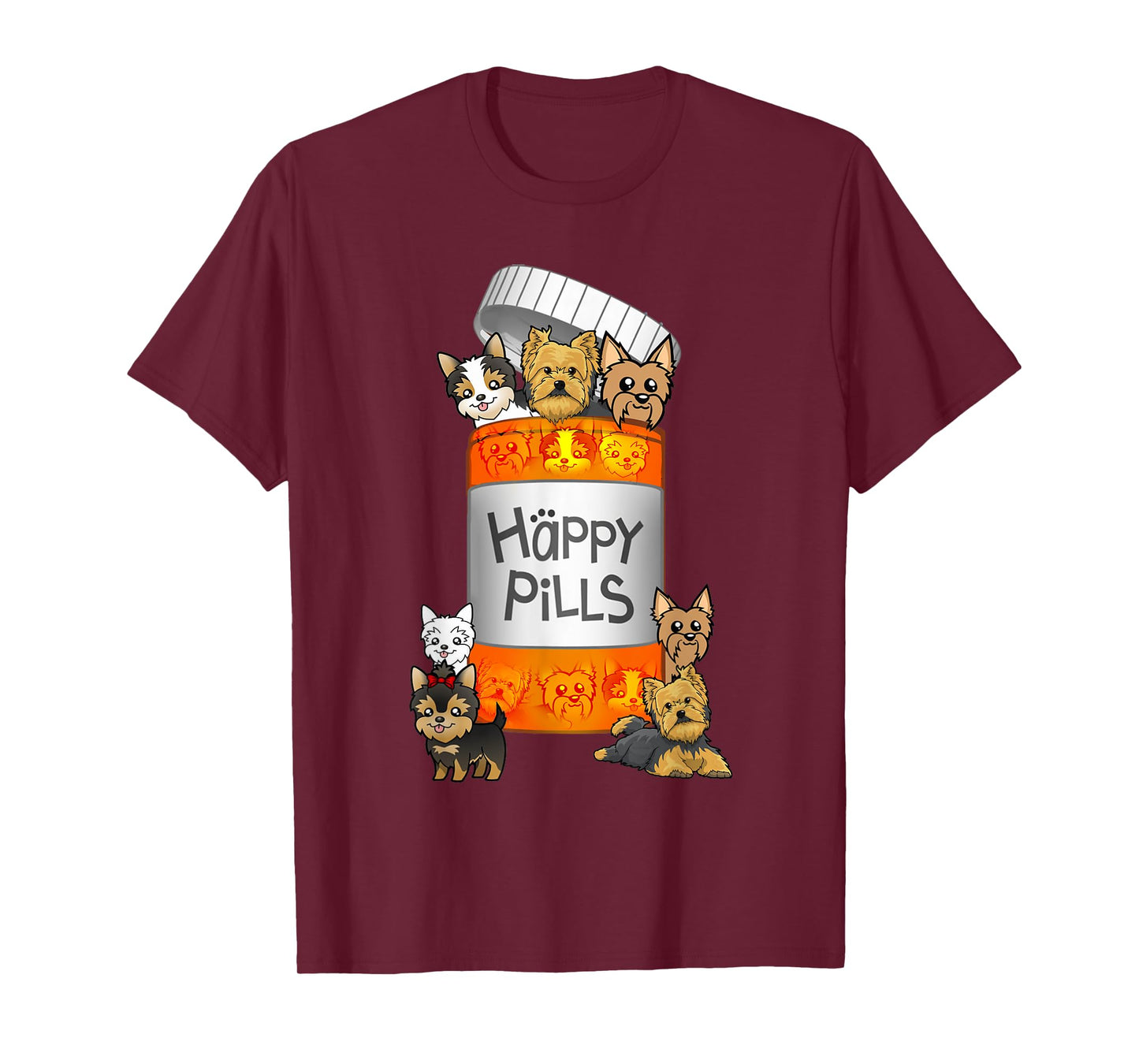 Yorkie Happy Pills T-shirt T-Shirt