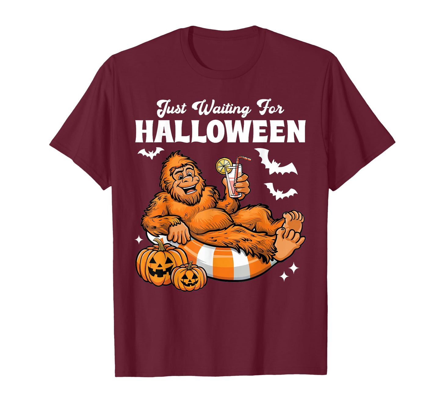 Just Waiting For Halloween Cute Lazy Bigfoot Halloween T-Shirt