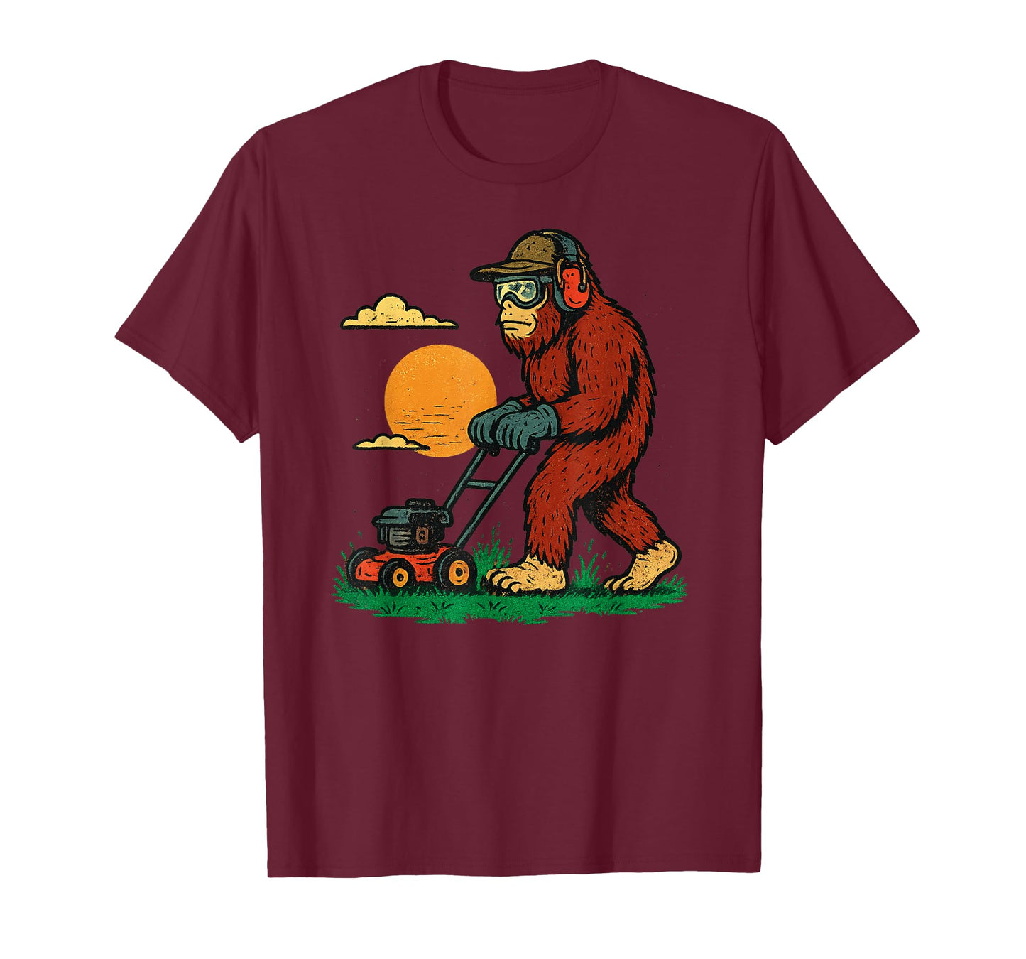 Sasquatch Lawn Mower Vintage Lawn Mower Dad Funny Lawn Mower T-Shirt