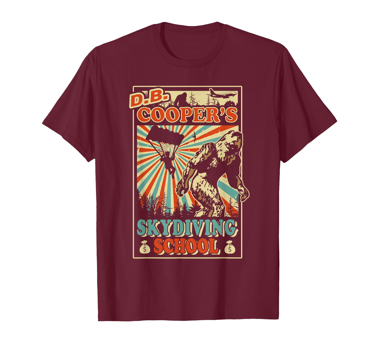 Funny D.B. Cooper's Skydiving School Bigfoot Vintage T-Shirt