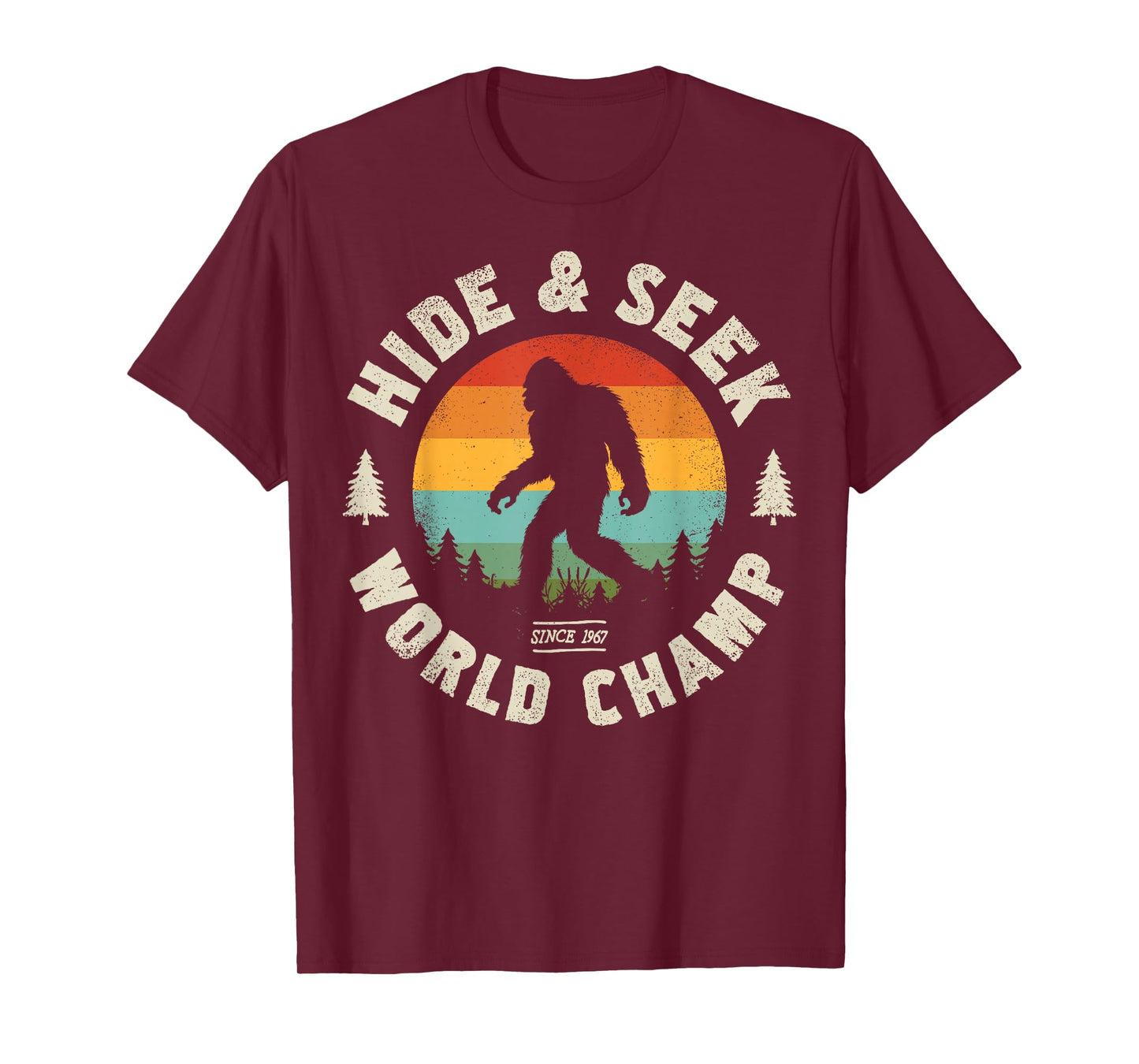 Bigfoot Hide And Seek World Champion Sasquatch Retro Vintage T-Shirt