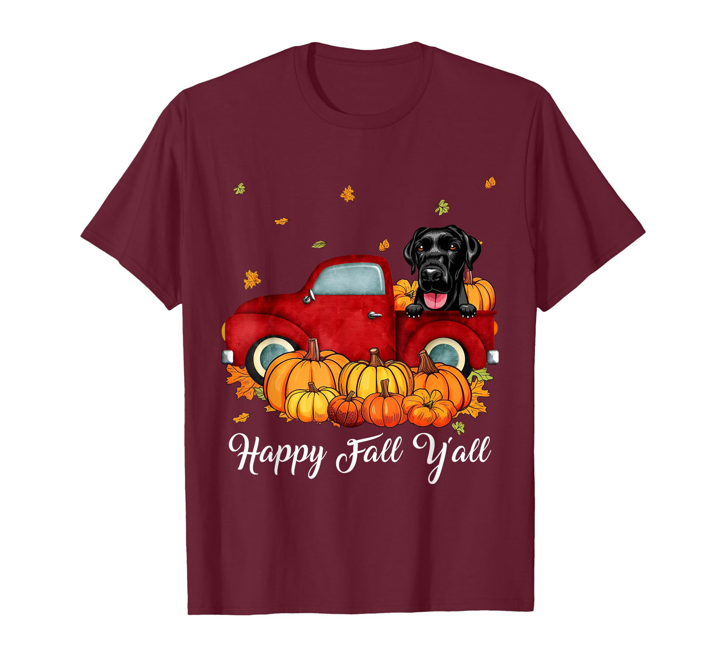 Happy Fall Y'all Labrador Retriever Dog Truck Pumpkin Autumn T-Shirt