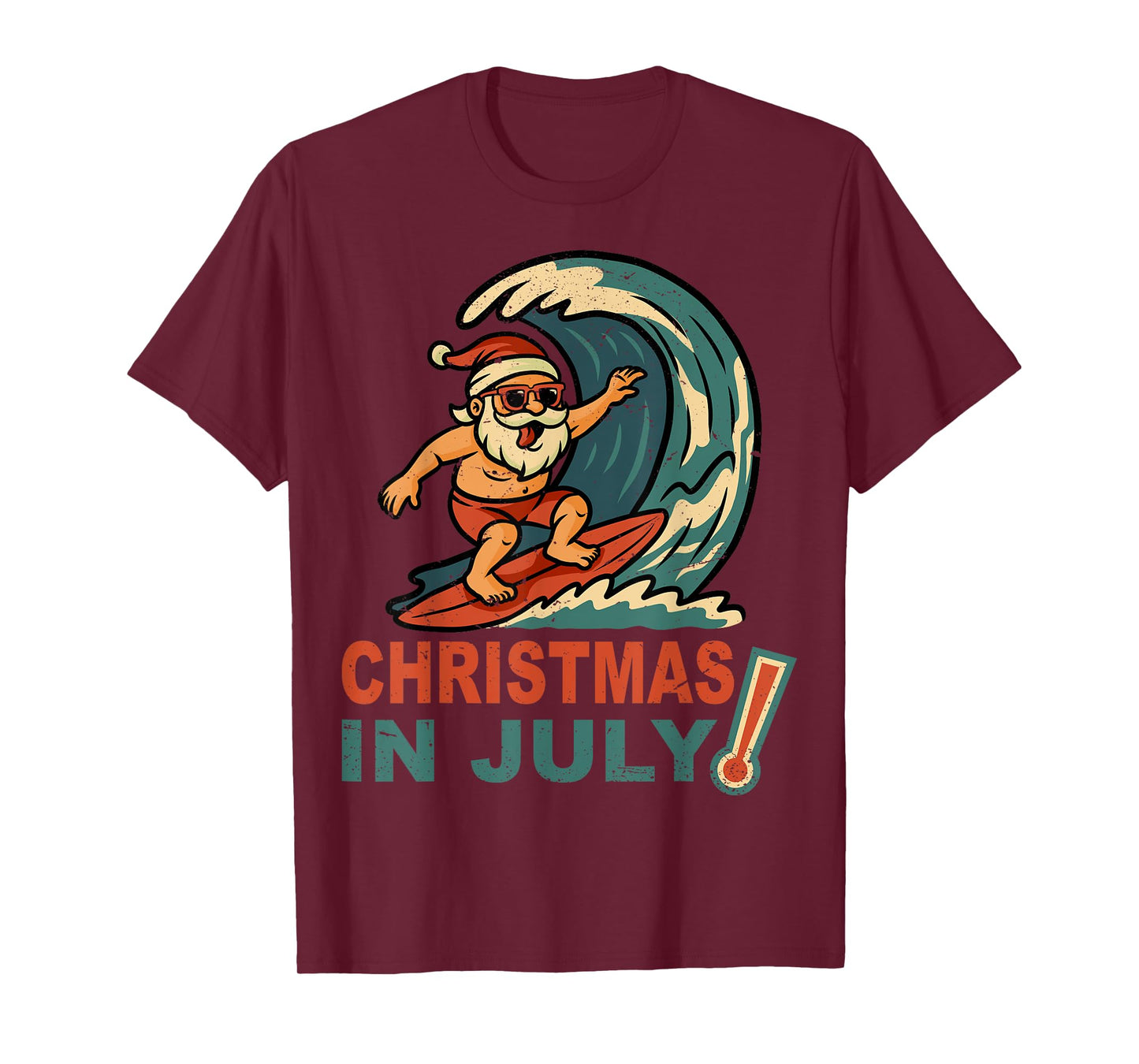 Christmas In July Santa Surfing Summer Hawaiian Christmas T-Shirt