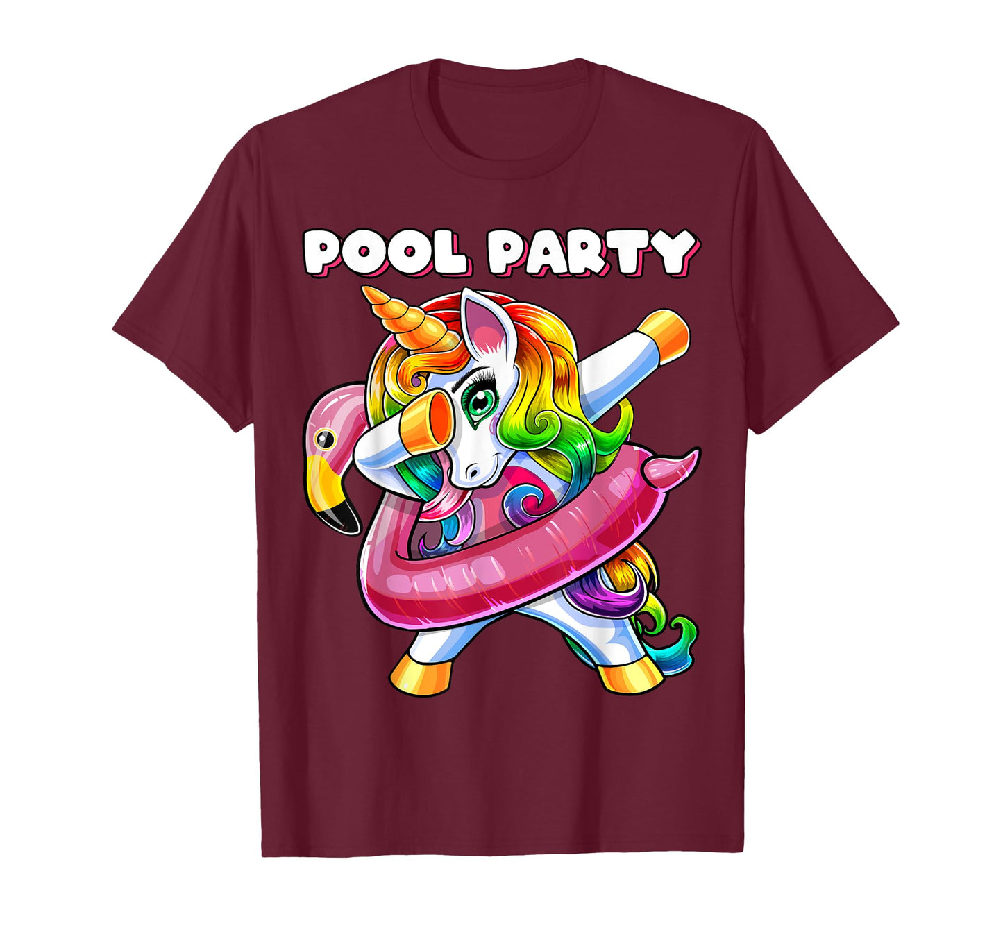Pool Party Flamingo Float Dabbing Unicorn Girls Women Summer T-Shirt