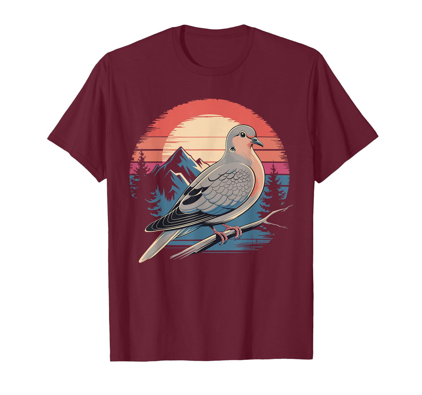Mourning Dove Bird Lover Vintage Retro Sunset Bird Watching T-Shirt