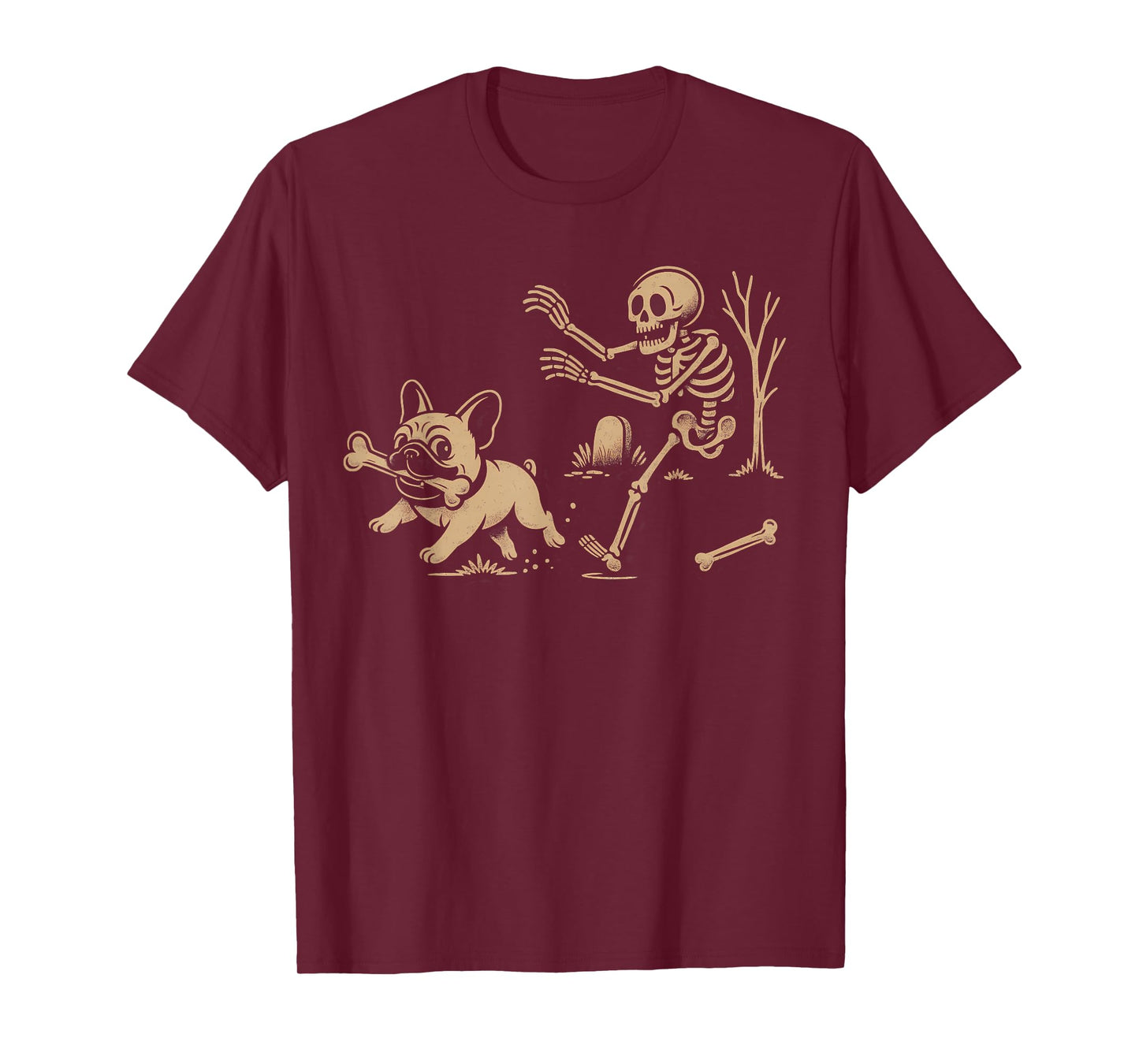 French Bulldog Halloween Frenchie Skeleton Chase Spooky T-Shirt
