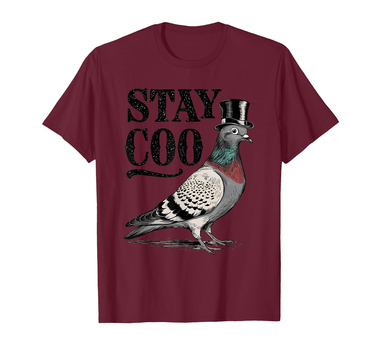 Stay Coo Funny Pigeon Top Hat Retro Design T-Shirt