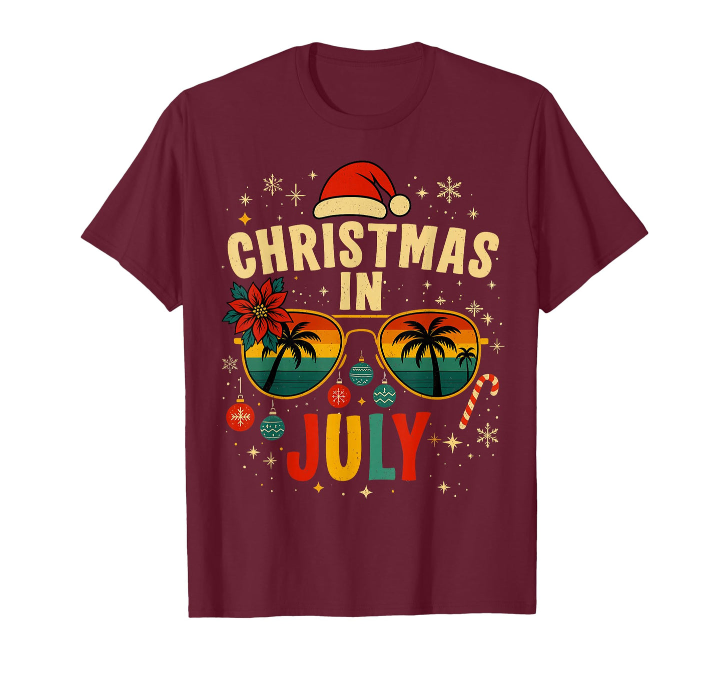 Christmas In July Sunglasses Beach Santa Hat Men Women Kid T-Shirt