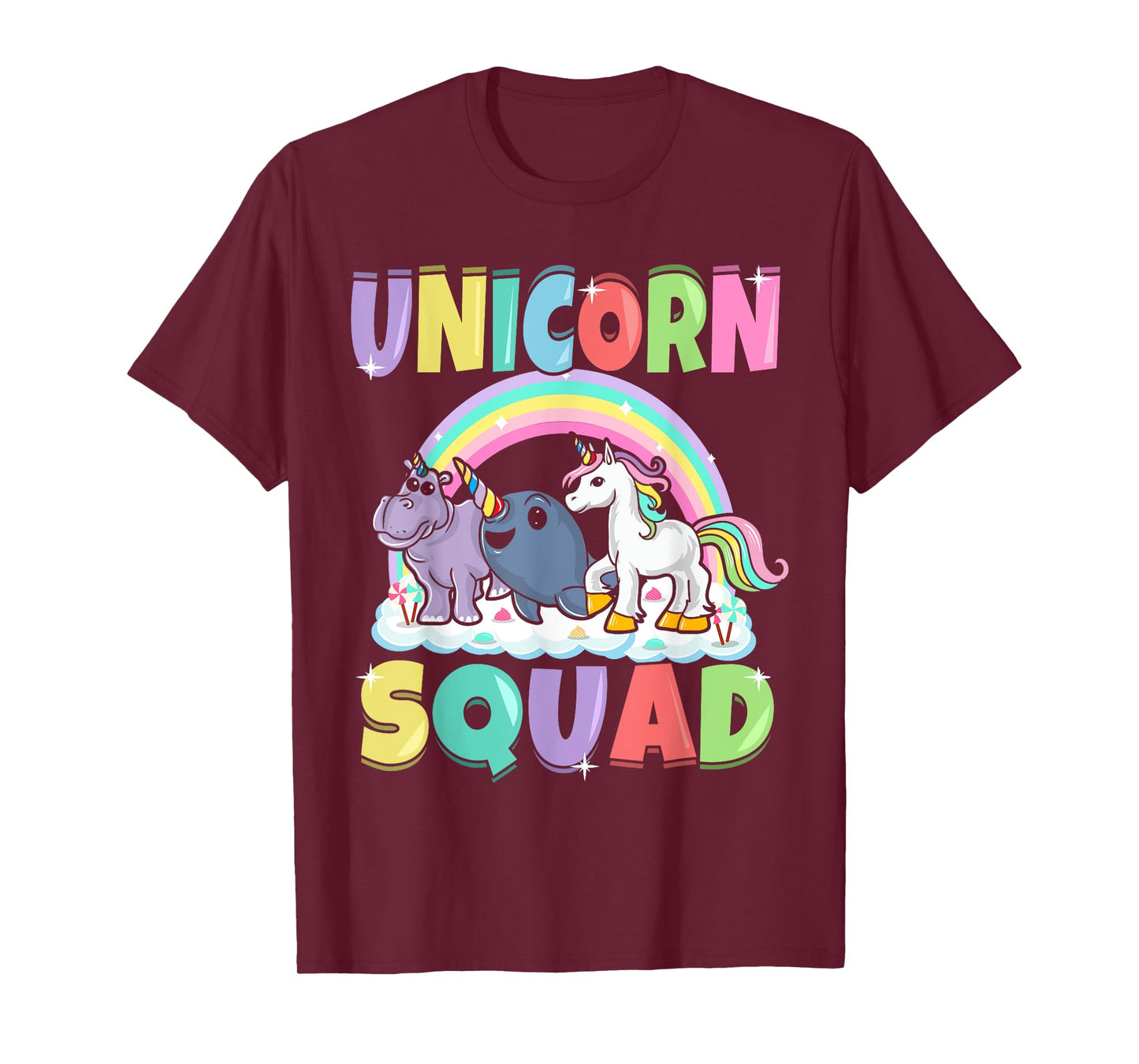 Unicorn Squad Rhino Narwhal Magical Creatures Cute Girly T-Shirt