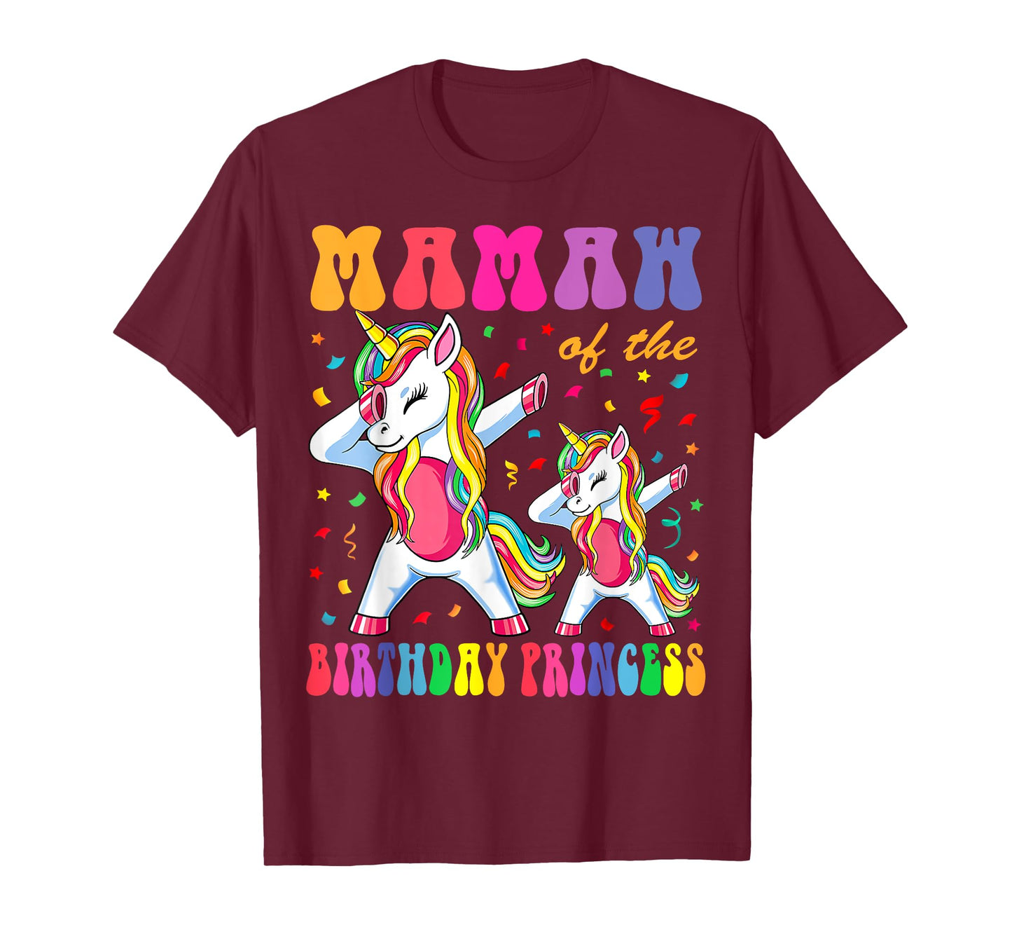 Mamaw of the Birthday Princess Girl Dabbing Unicorn Family T-Shirt