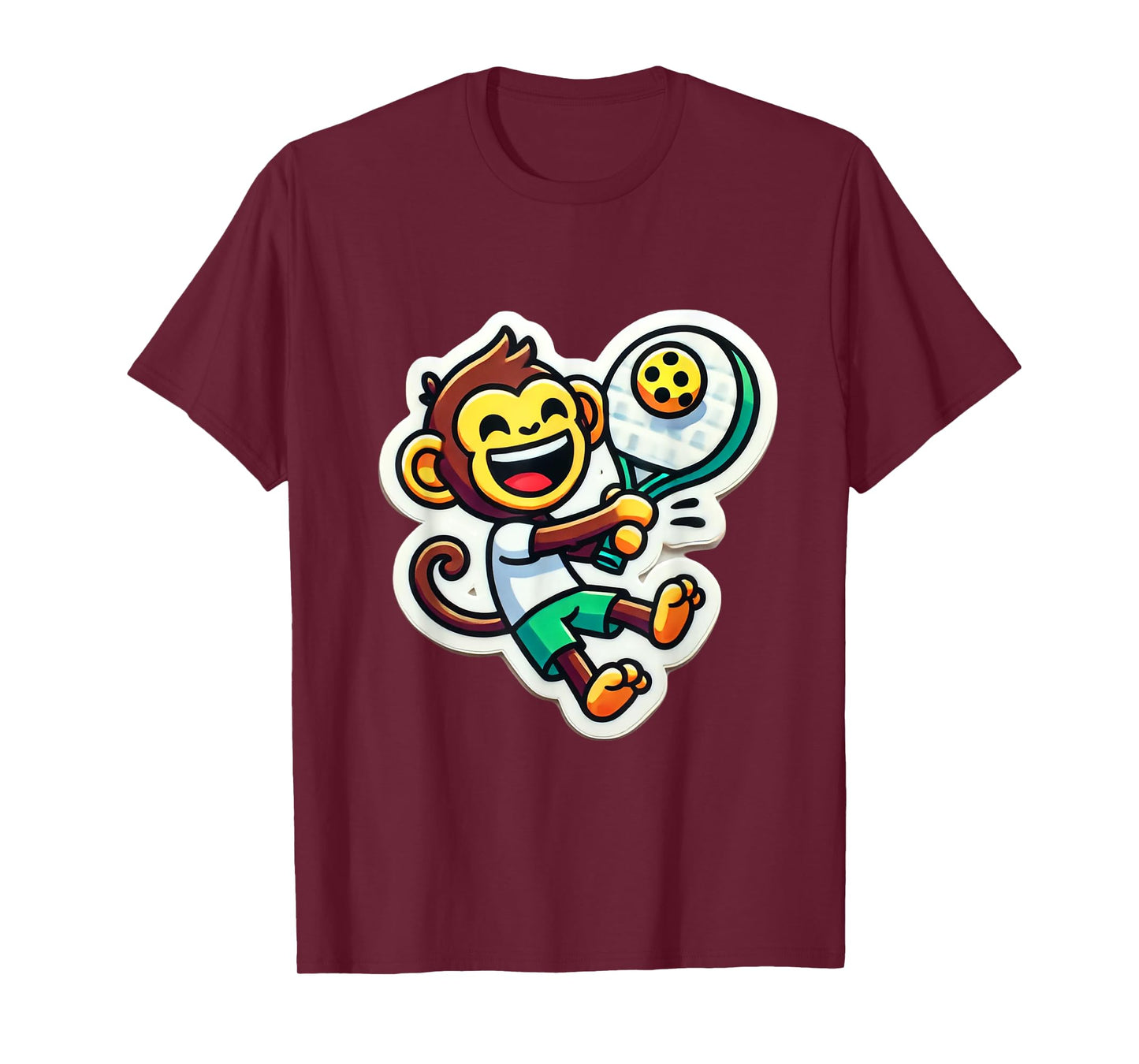 Cute Monkey Playing Pickleball Design T-Shirt