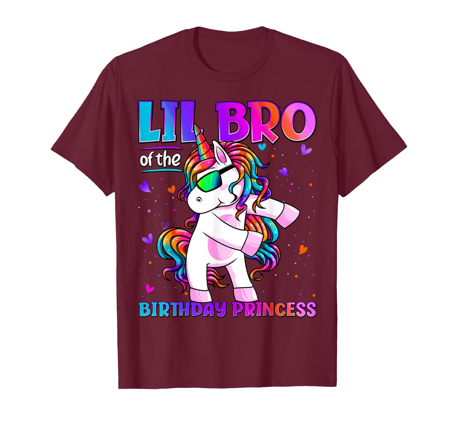 Lil Bro Of Birthday Princess Flossing Unicorn Lil Brother T-Shirt