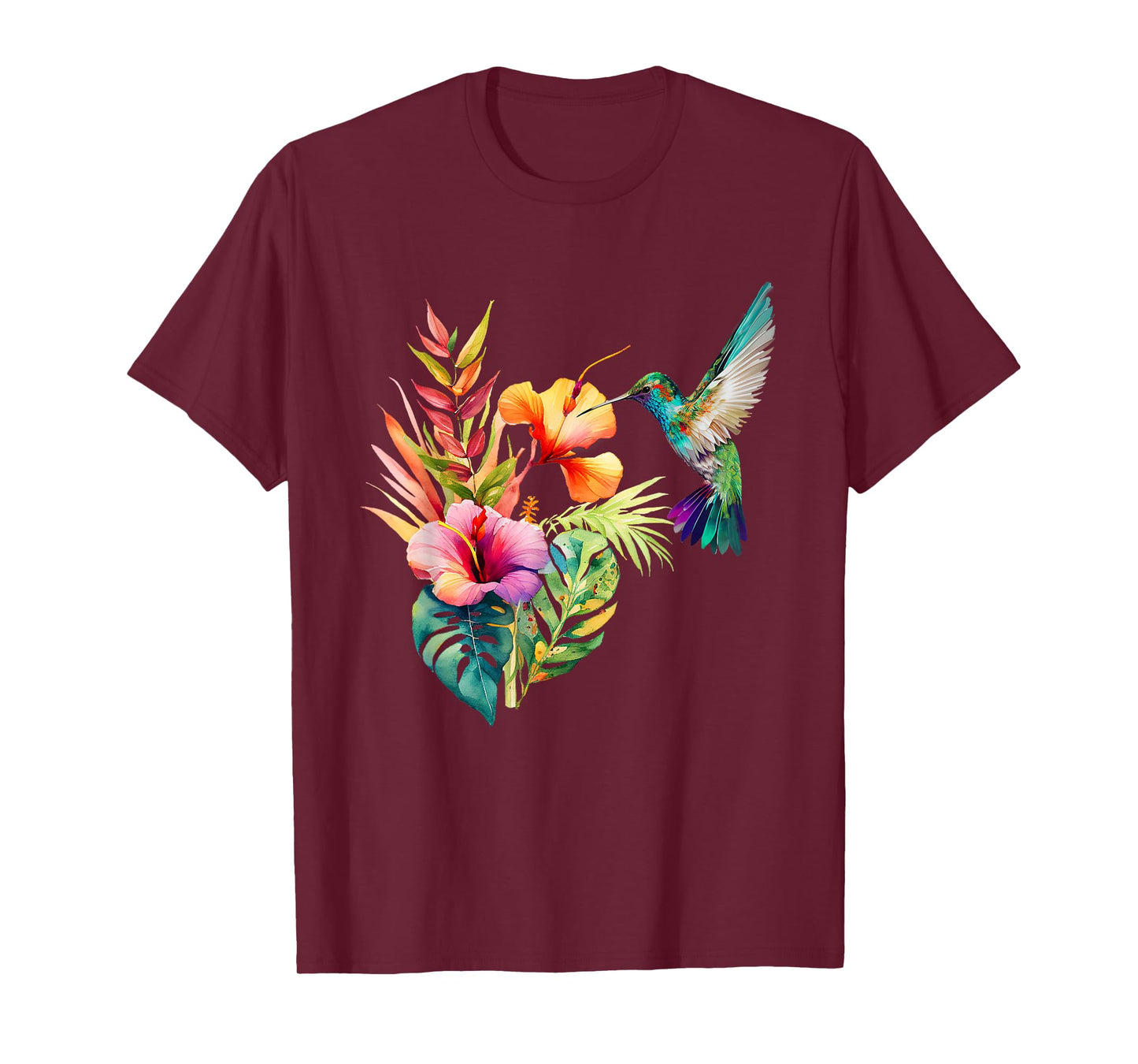 Hummingbird Backyard Birdwatching Tropical Flowers Birders T-Shirt