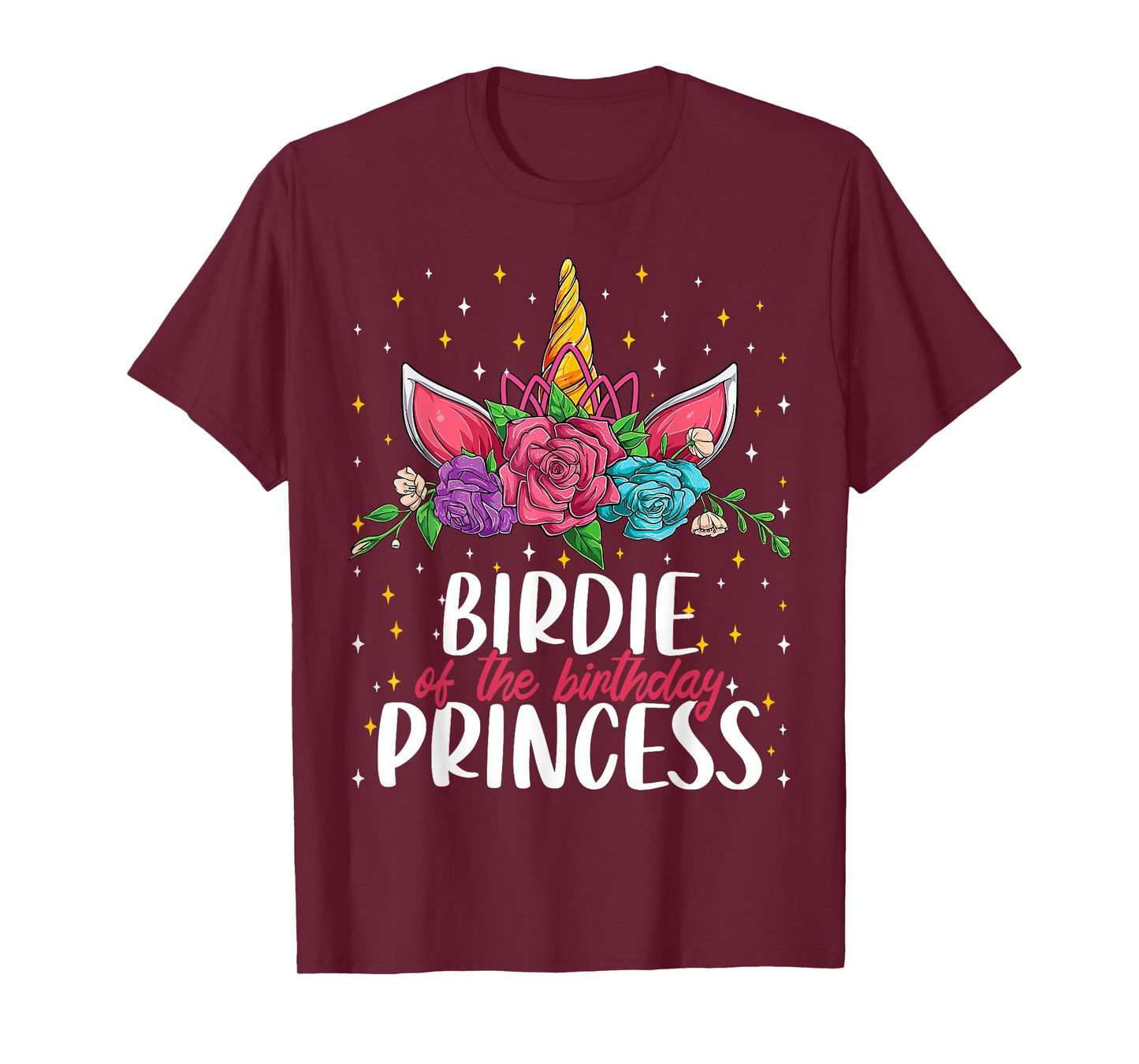 Birdie Of The Birthday Princess Girl Unicorn Bday Party T-Shirt