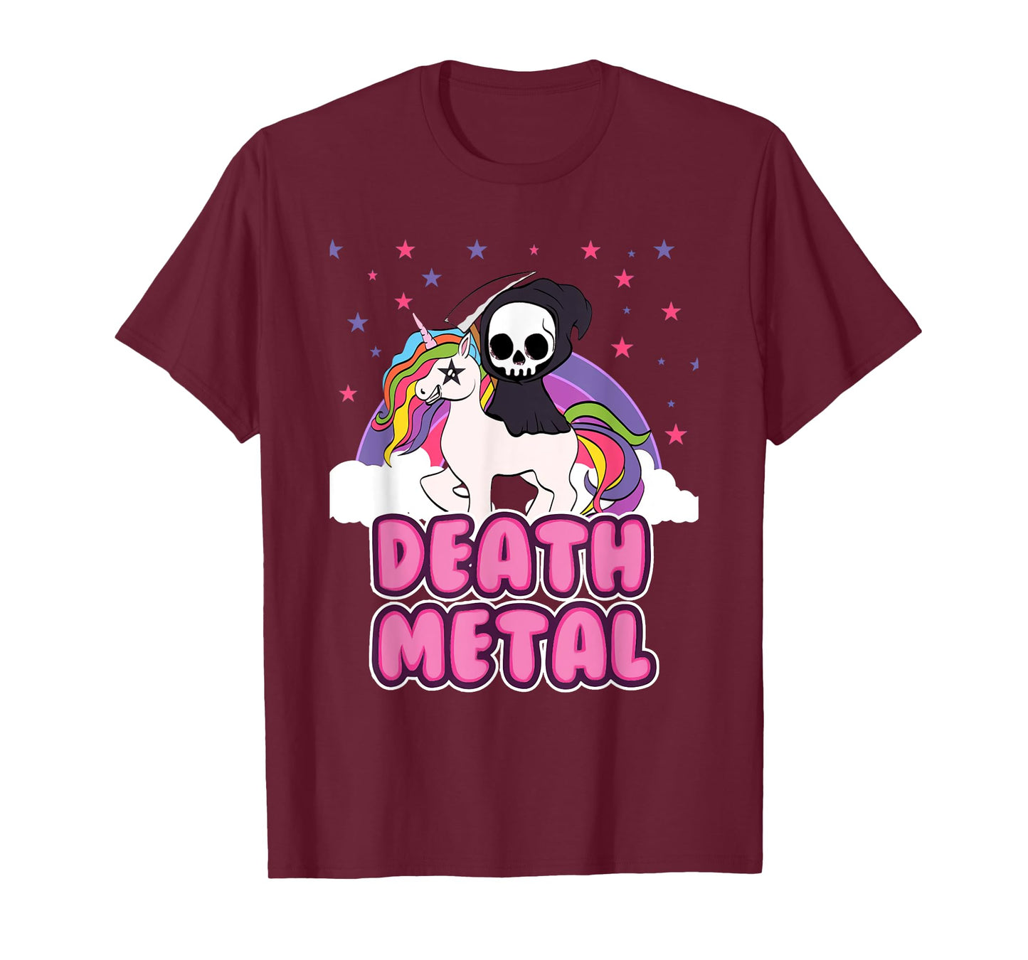 Death Metal - Unicorn Grim Reaper Rainbow Heavy Metal T-Shirt