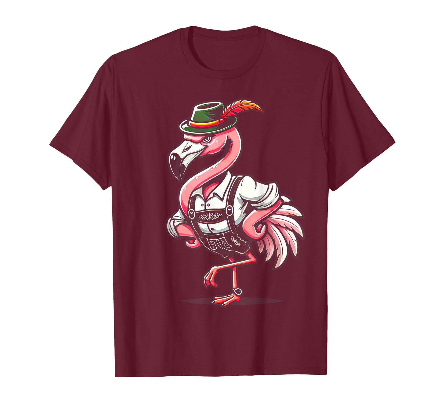 Oktoberfest Flamingo Funny German Bavarian Lederhosen T-Shirt