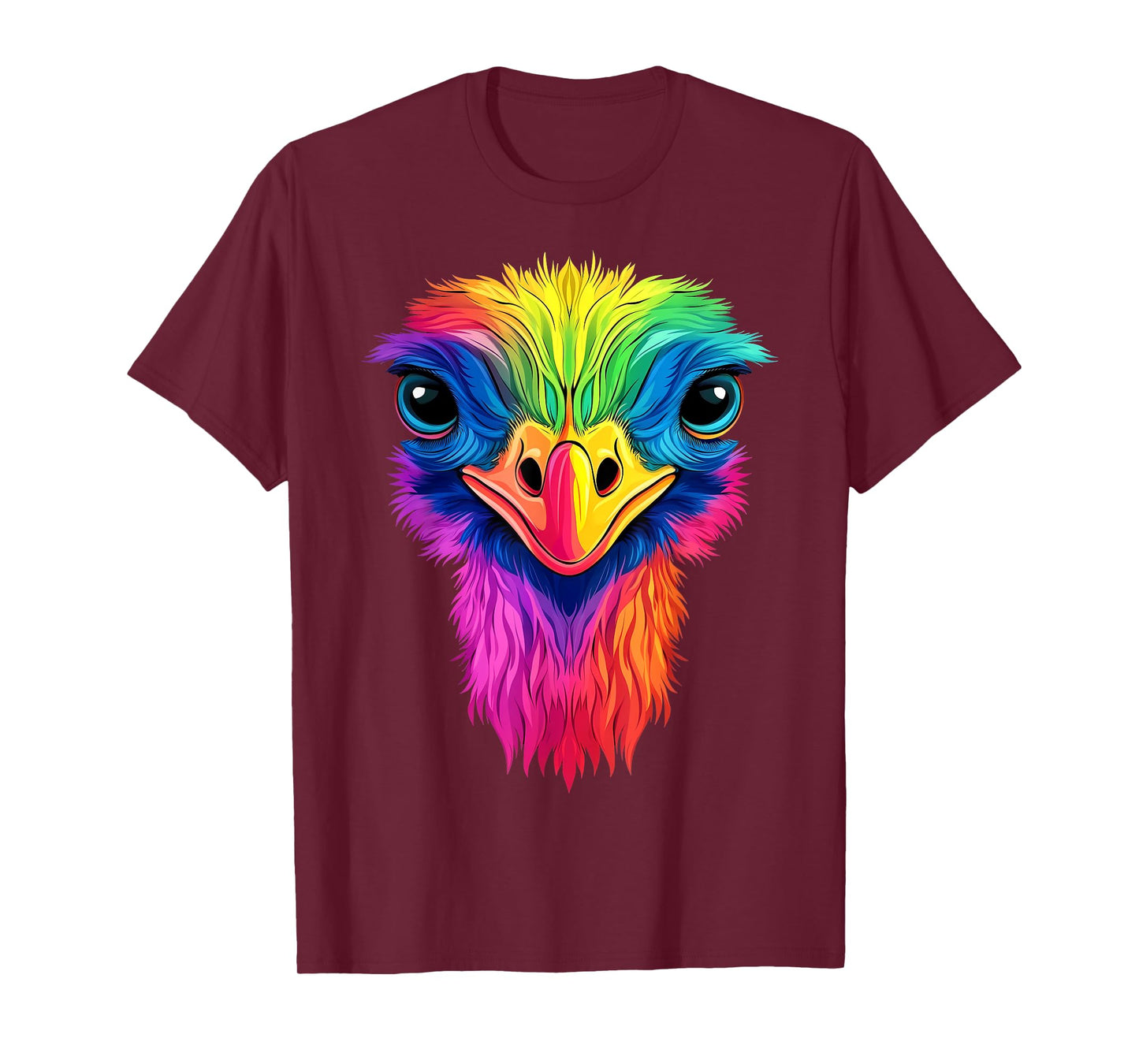 Colorful Ostrich African Wildlife Safari Animals Black T-Shirt