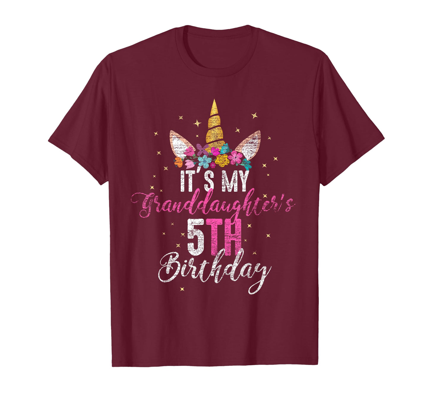 Its My Granddaughters 5th Birthay Girl Unicorn Birthday T-Shirt