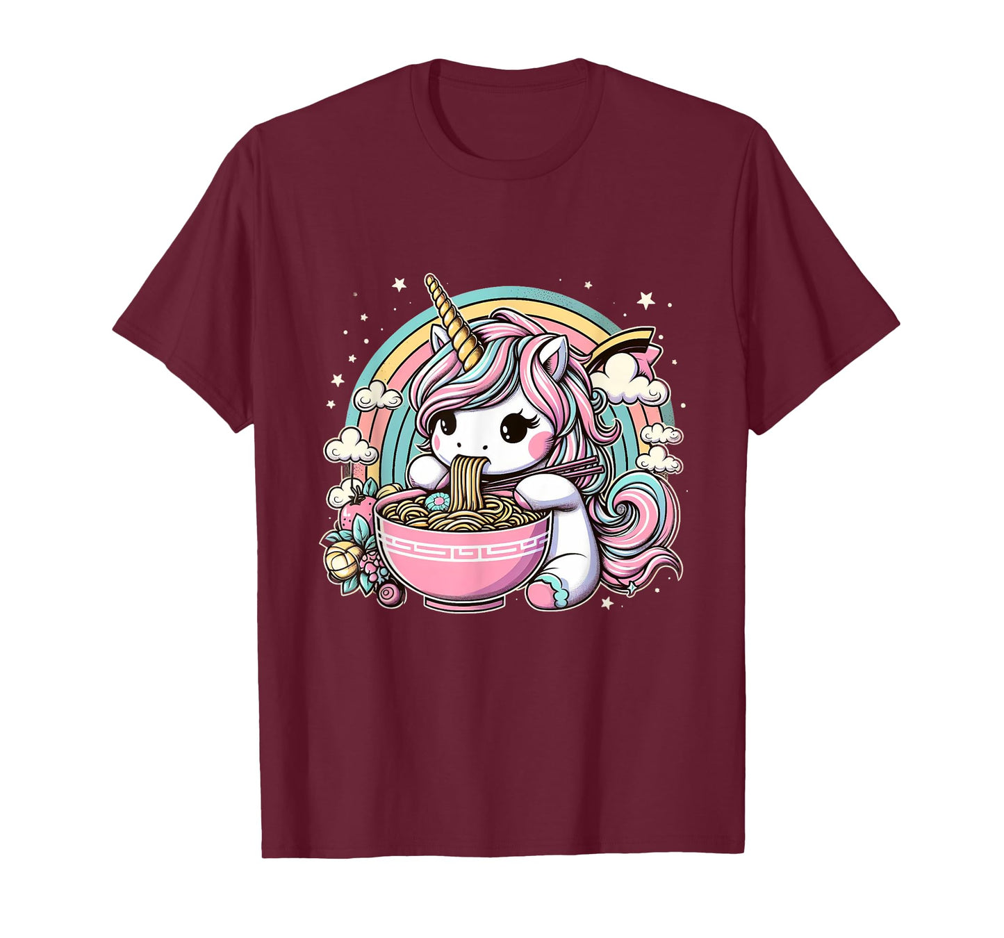 Unicorn Ramen Kawaii Neko Japanese Noodles Aesthetic T-Shirt